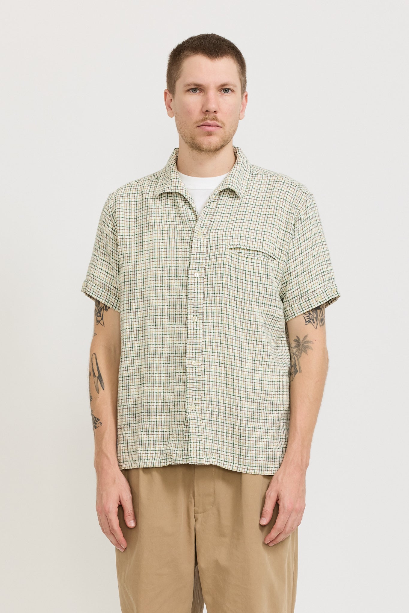 Italian Collar Gunclub Mesh Shirt White