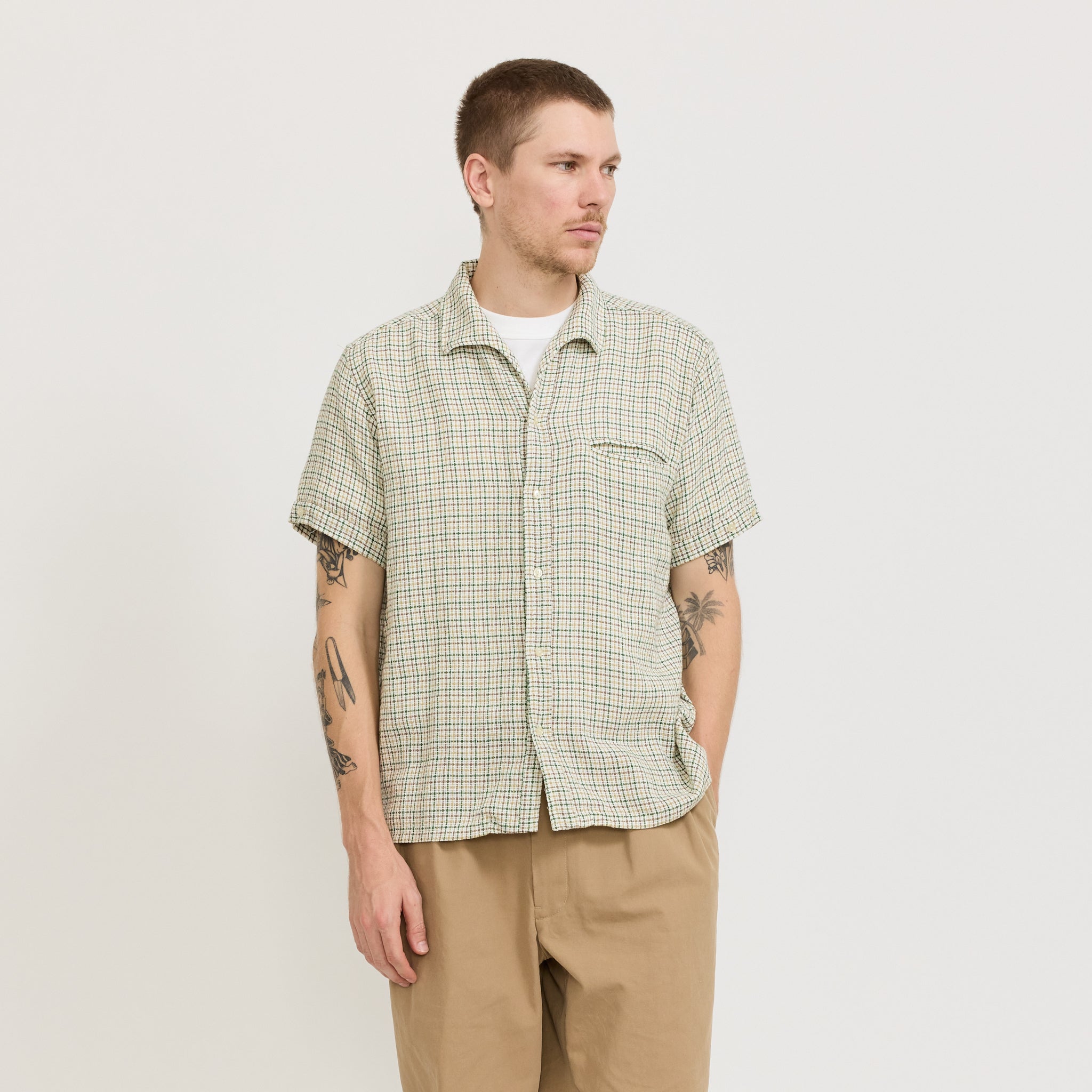 Italian Collar Gunclub Mesh Shirt White