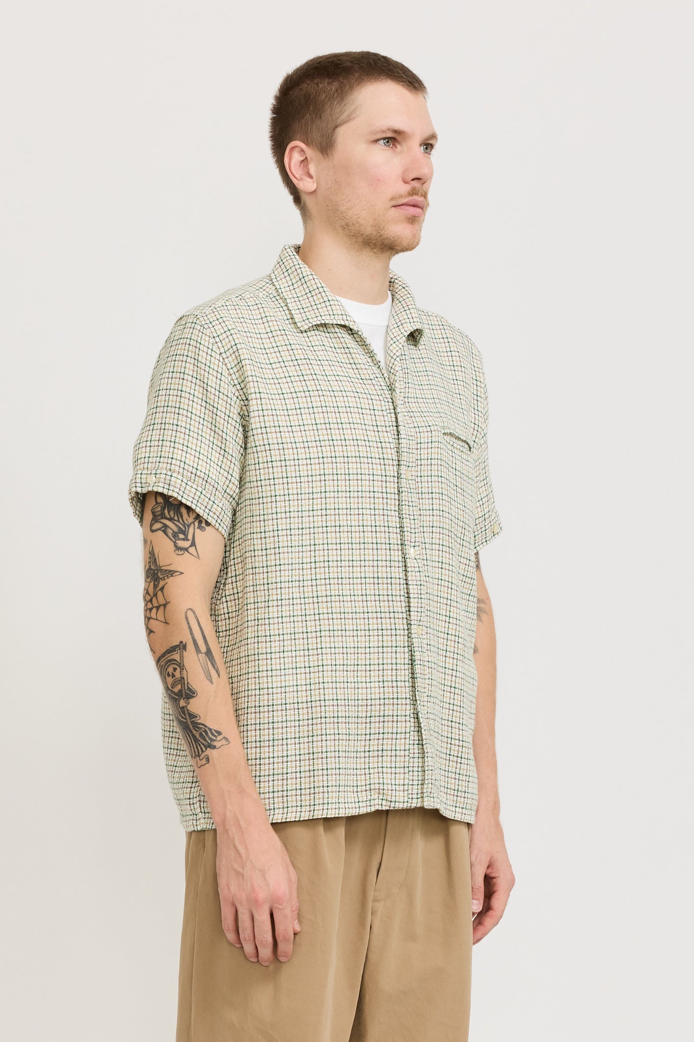 Italian Collar Gunclub Mesh Shirt White