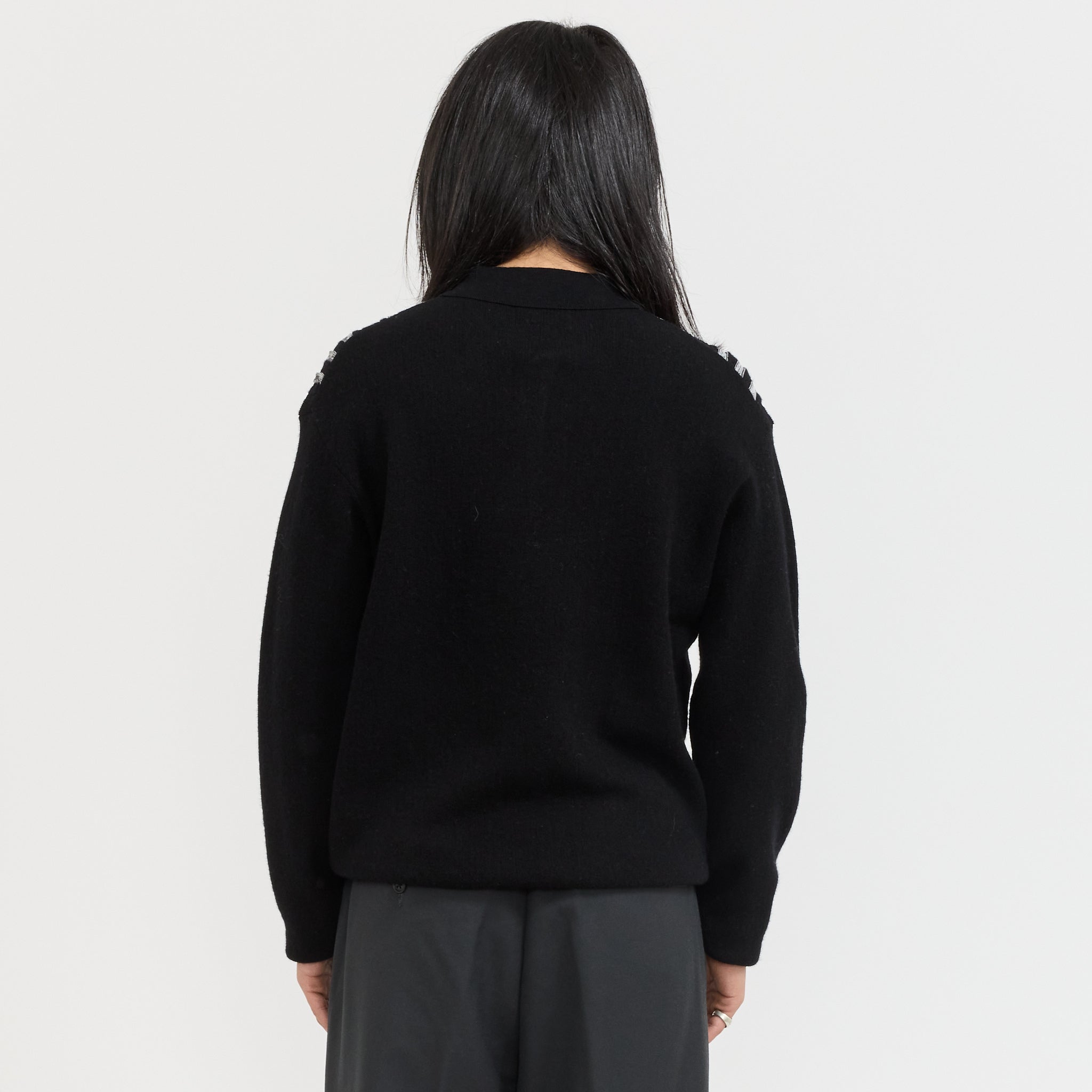 Knit Polo Born Stripe 14G Black