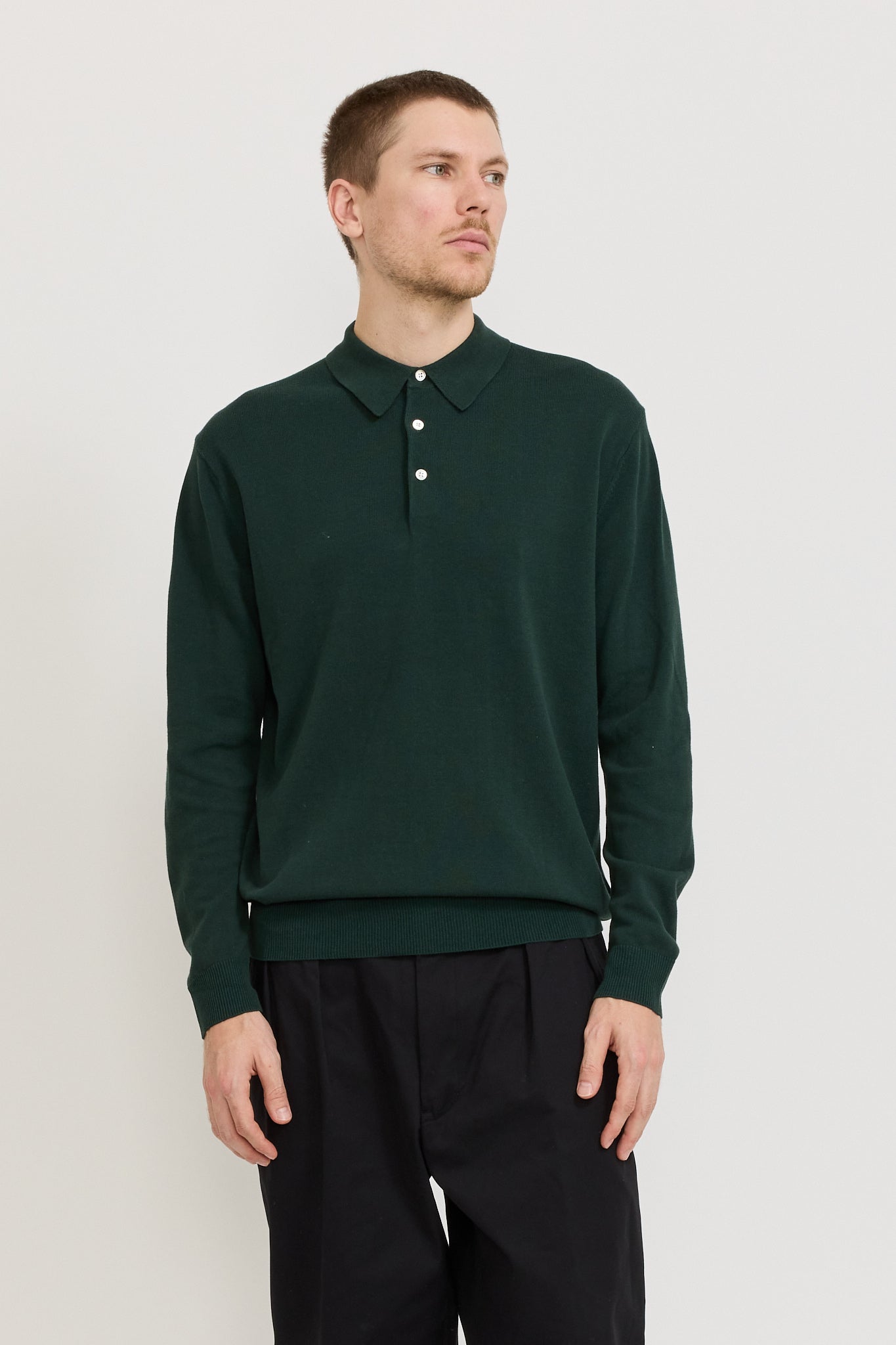 Knit Polo 12G Long Sleeve Green