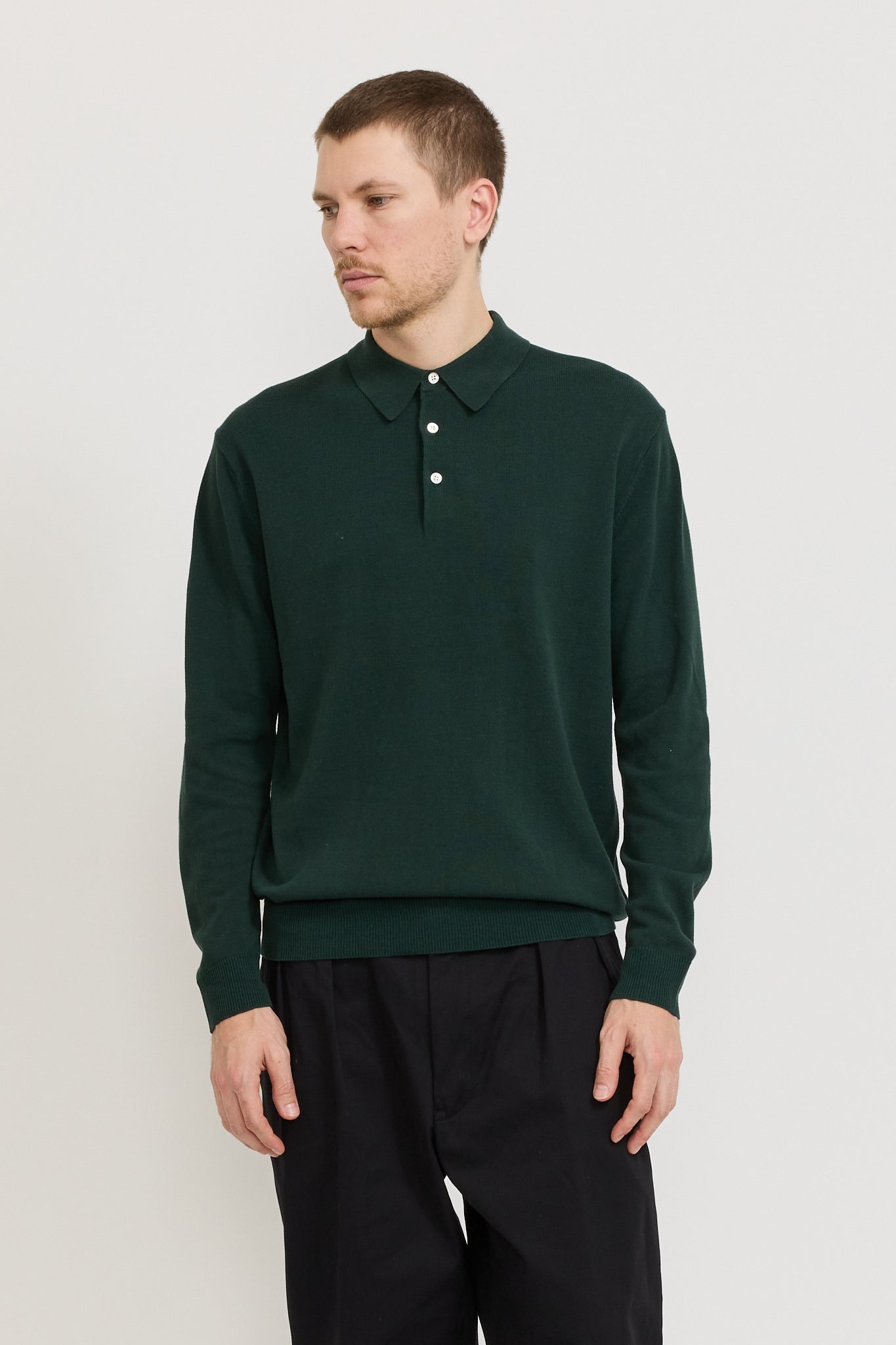 Knit Polo 12G Long Sleeve Green