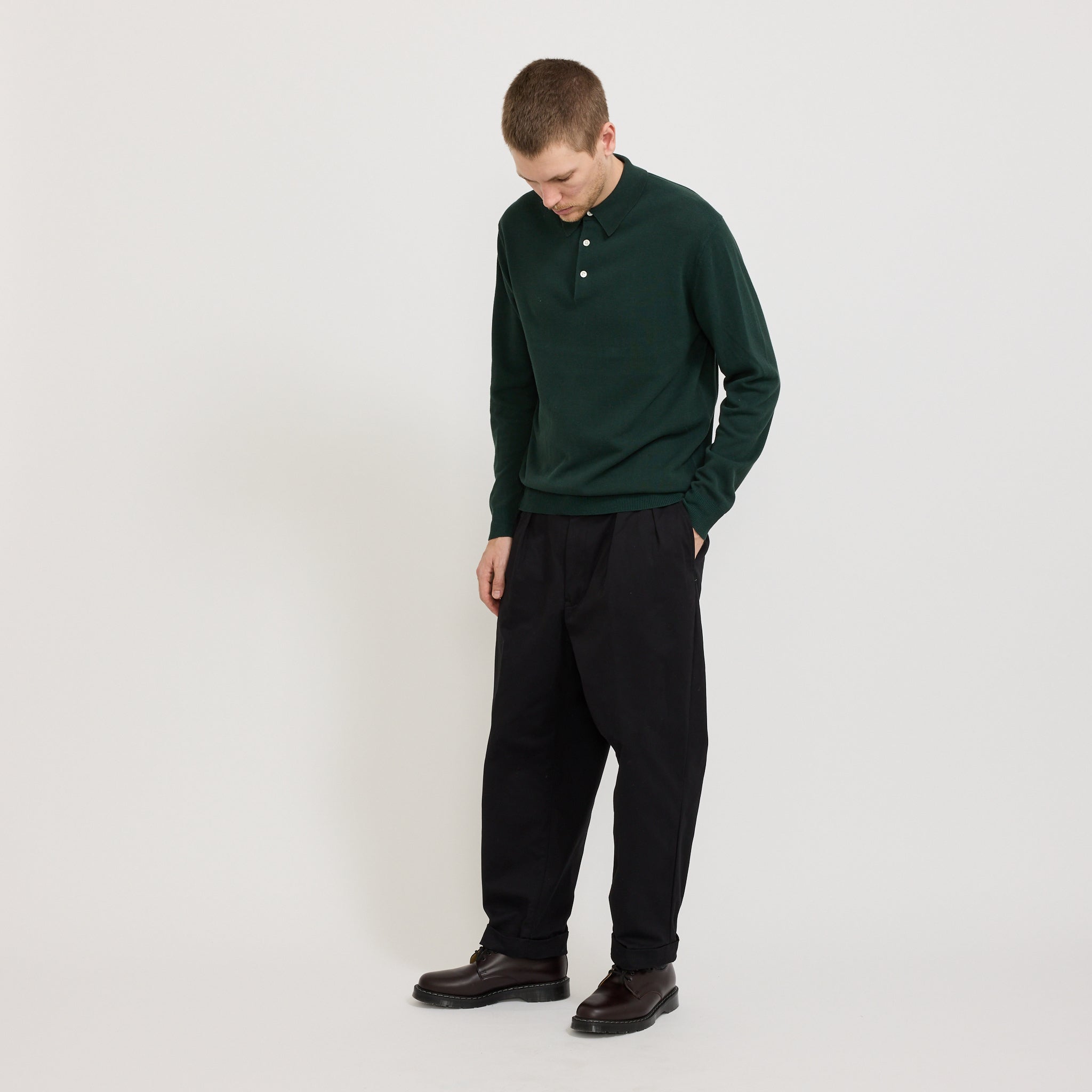 Knit Polo 12G Long Sleeve Green