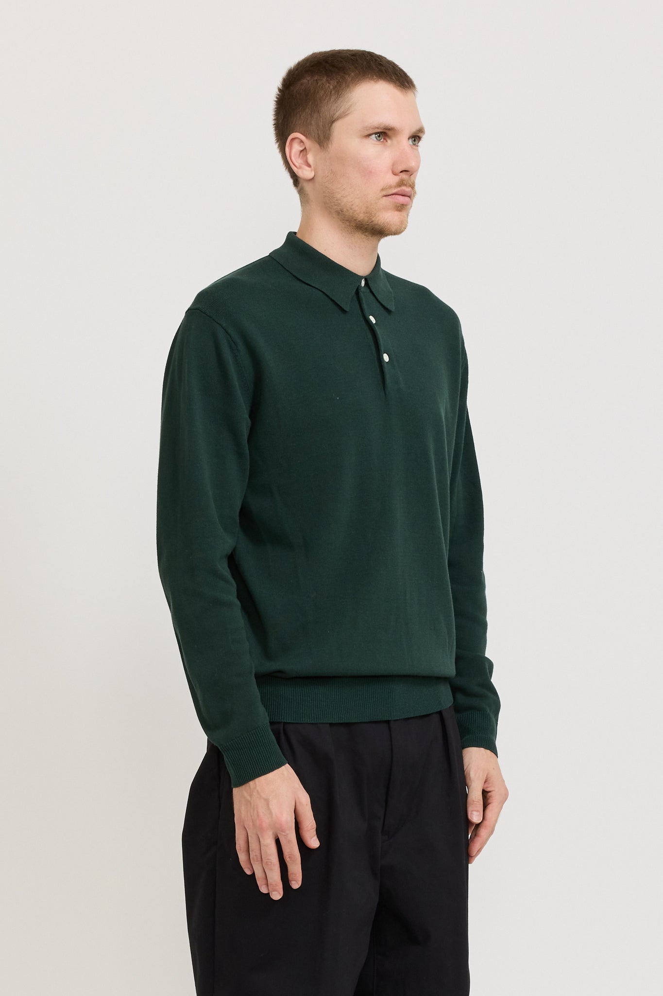 Knit Polo 12G Long Sleeve Green