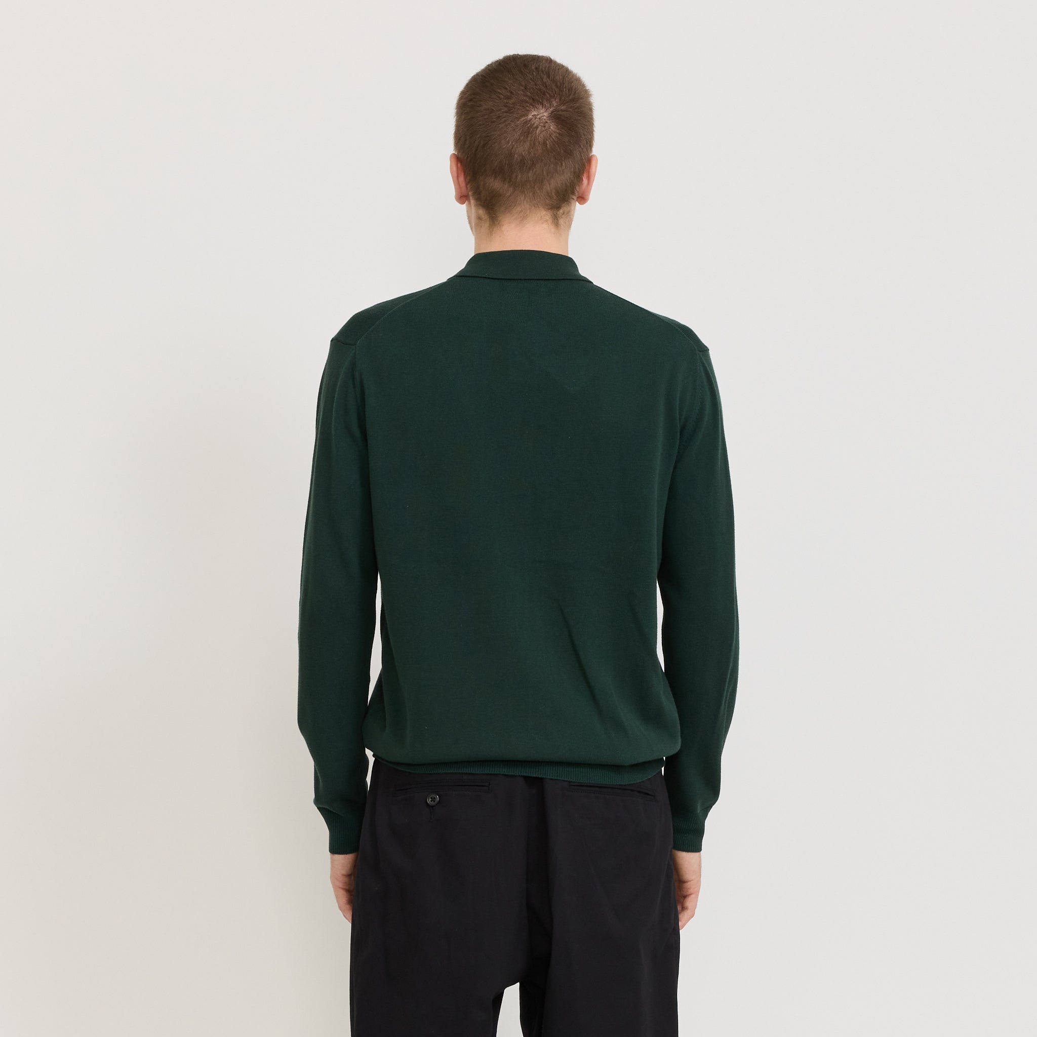 Beams Plus | Knit Polo 12G Long Sleeve Green | Maplestore