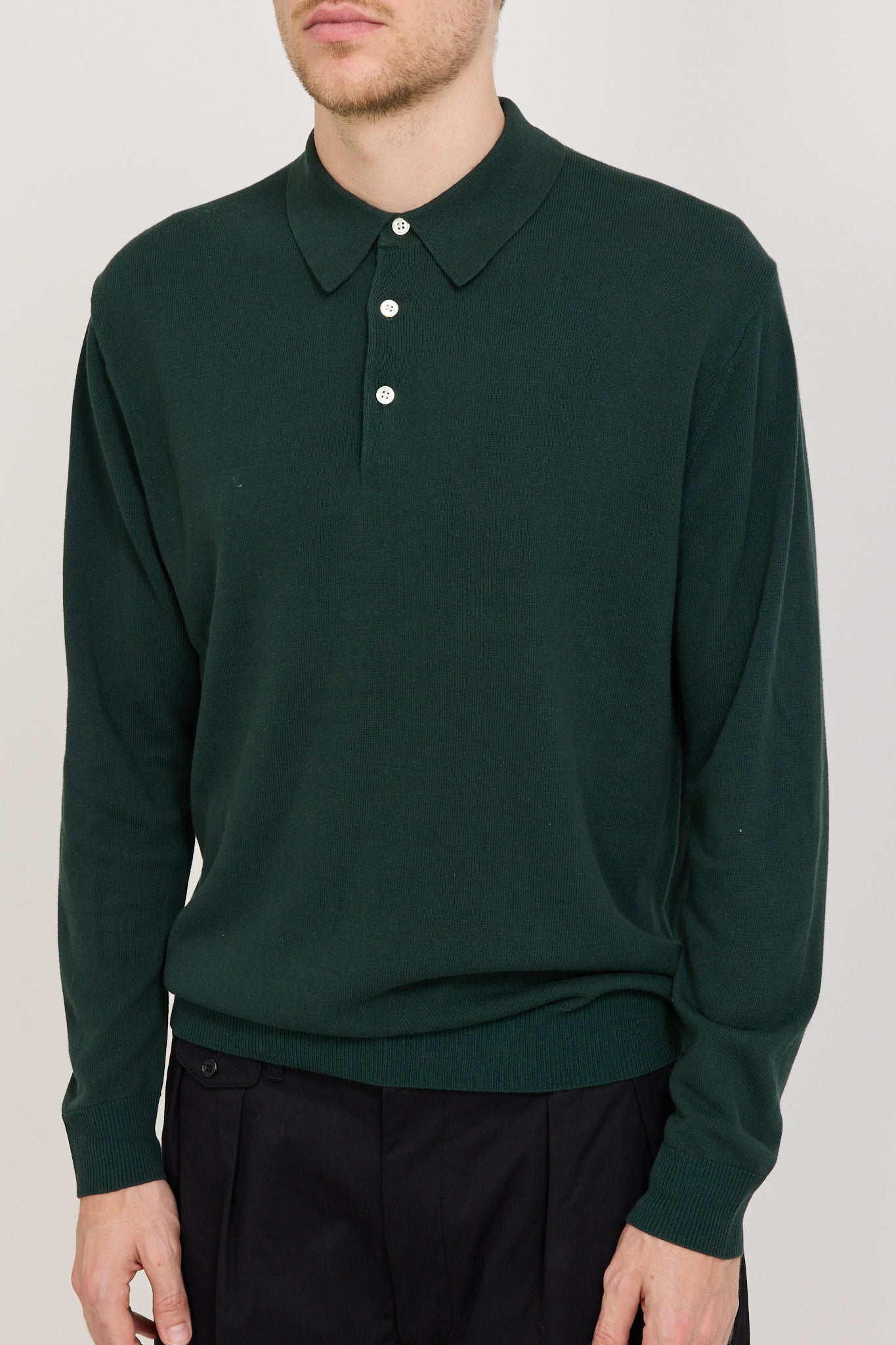 Knit Polo 12G Long Sleeve Green