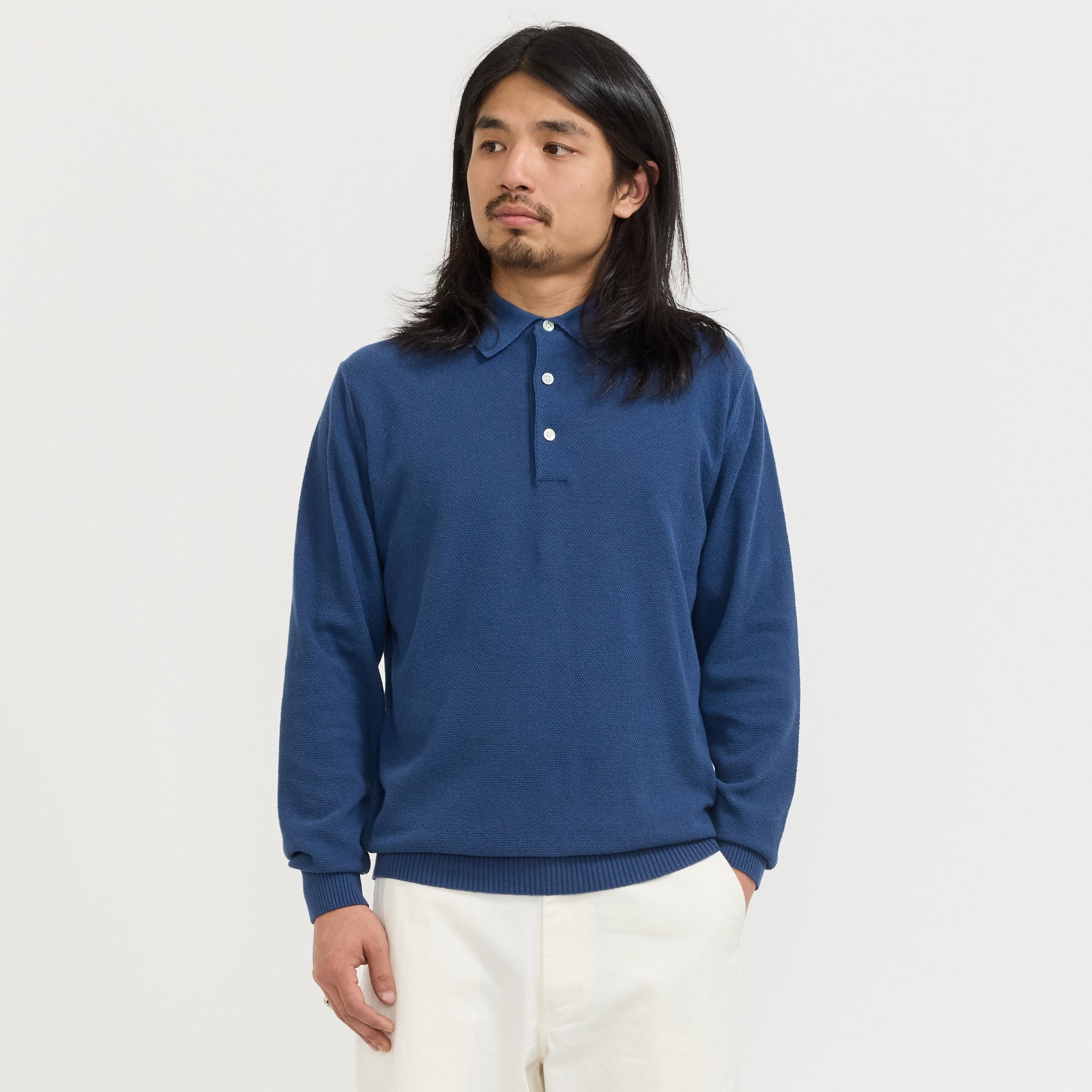 Knit Polo Pique 14G Navy