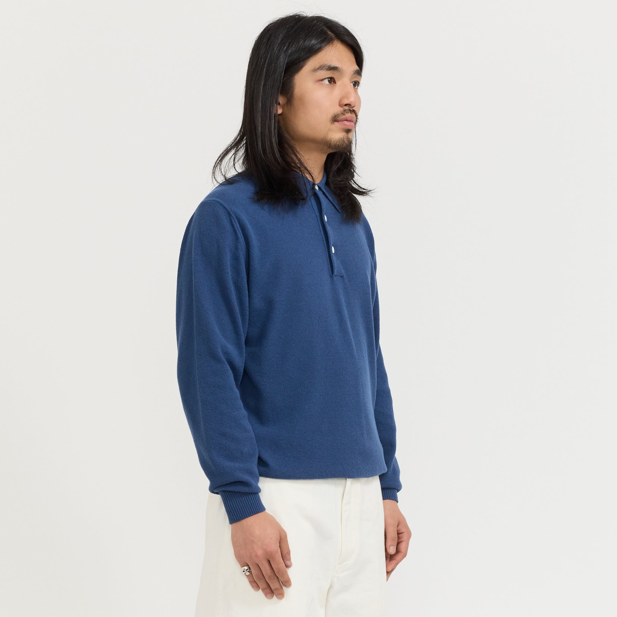 Knit Polo Pique 14G Navy