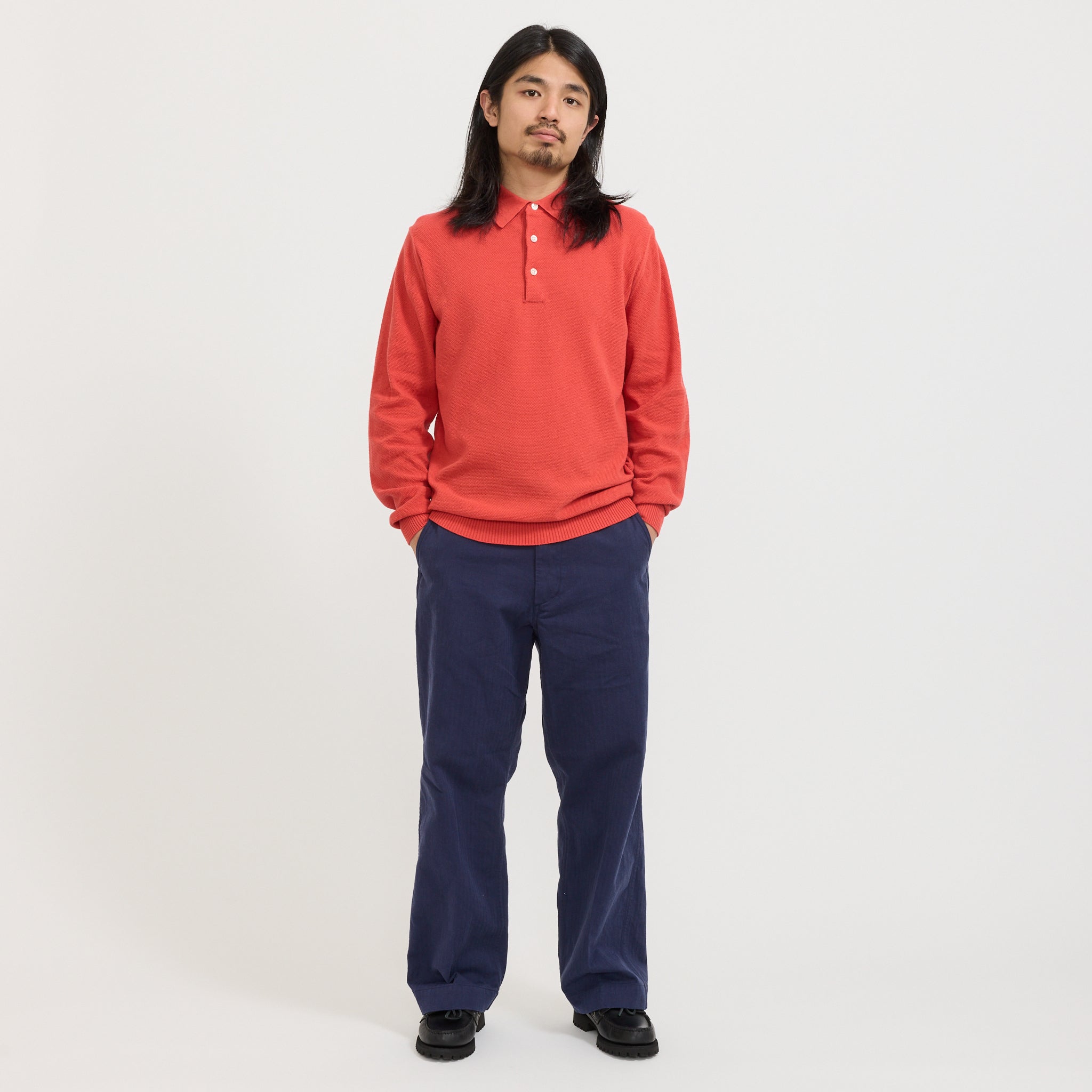 Knit Polo Pique 14G Red