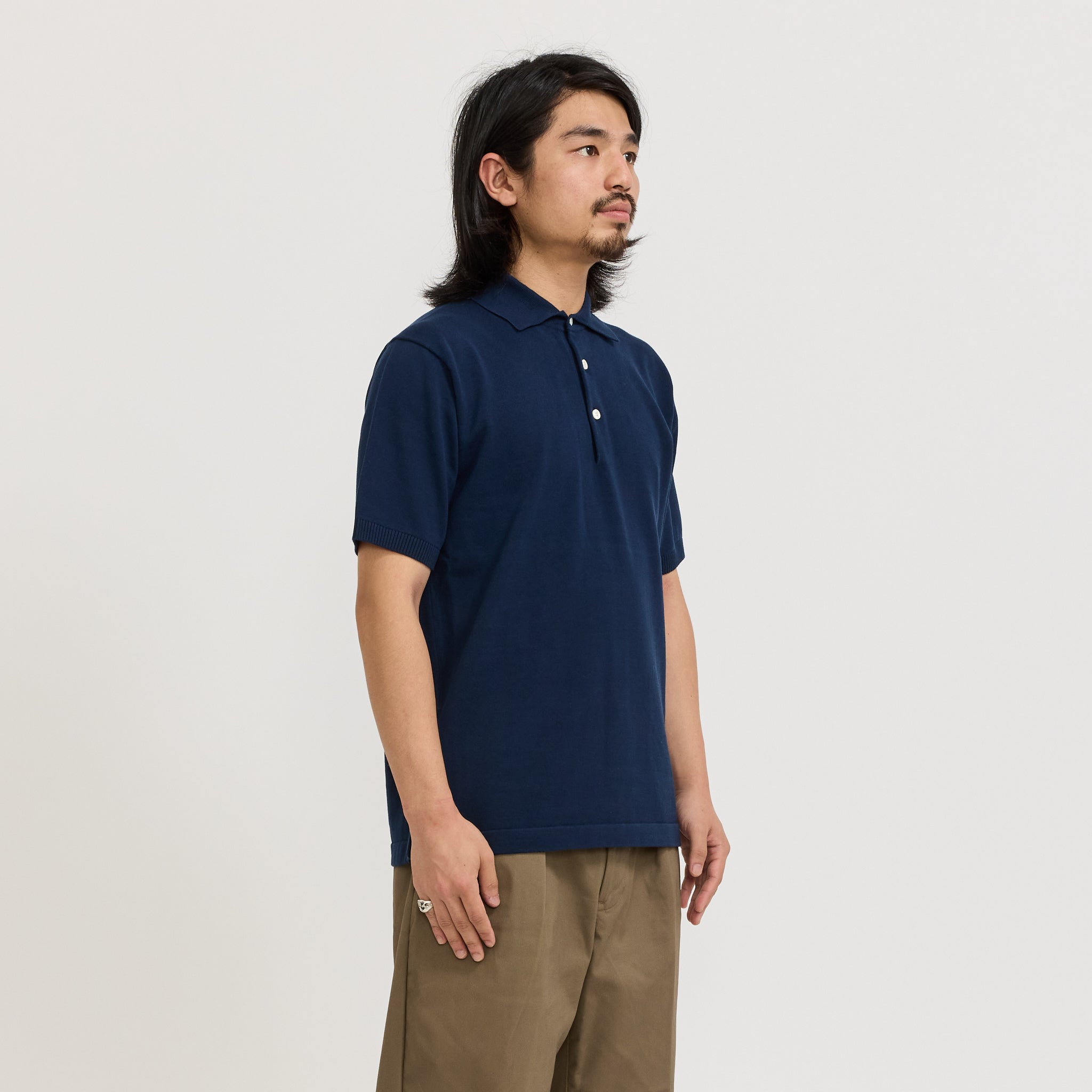Beams Plus | Knit Polo 12G Navy | Maplestore