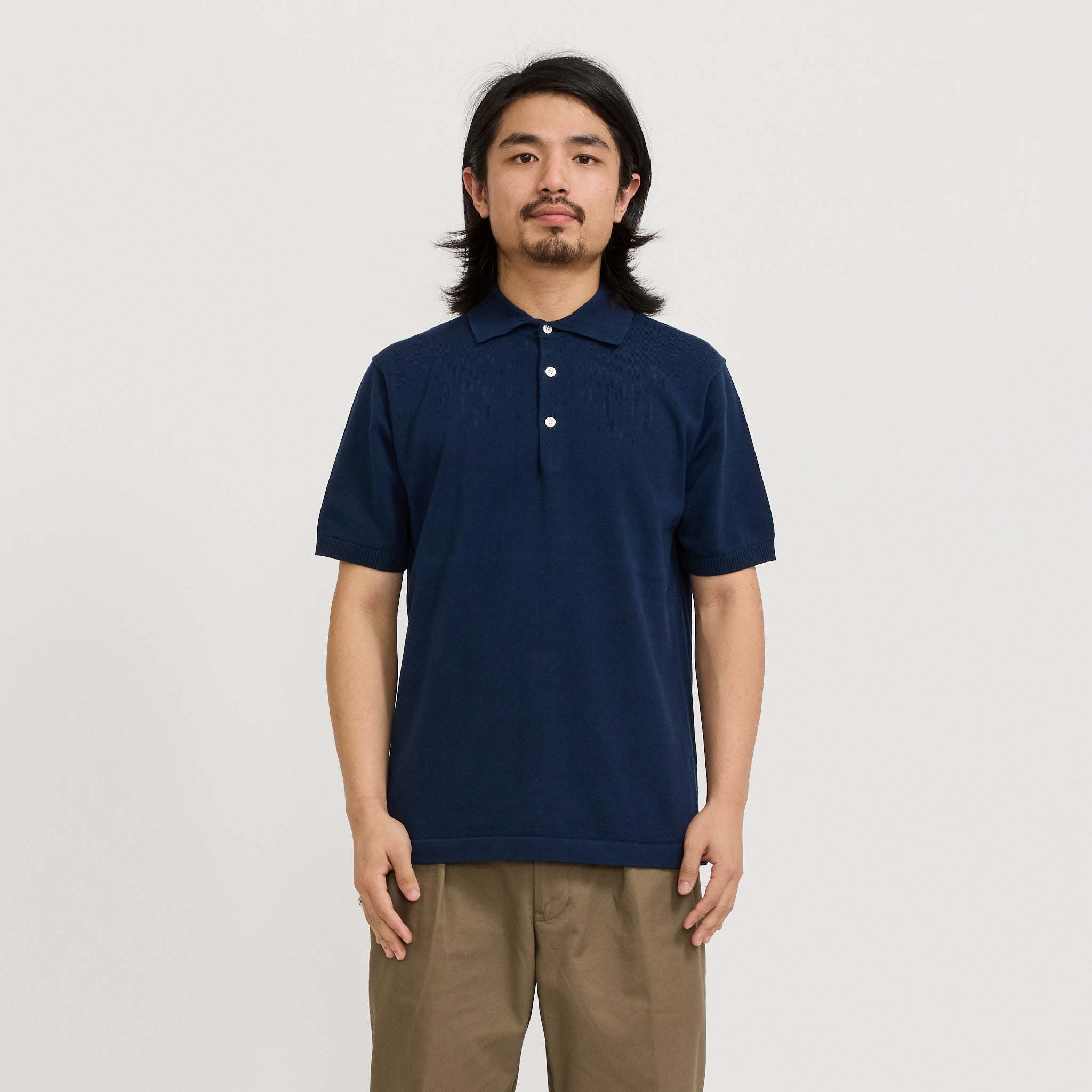 Beams Plus | Knit Polo 12G Navy | Maplestore