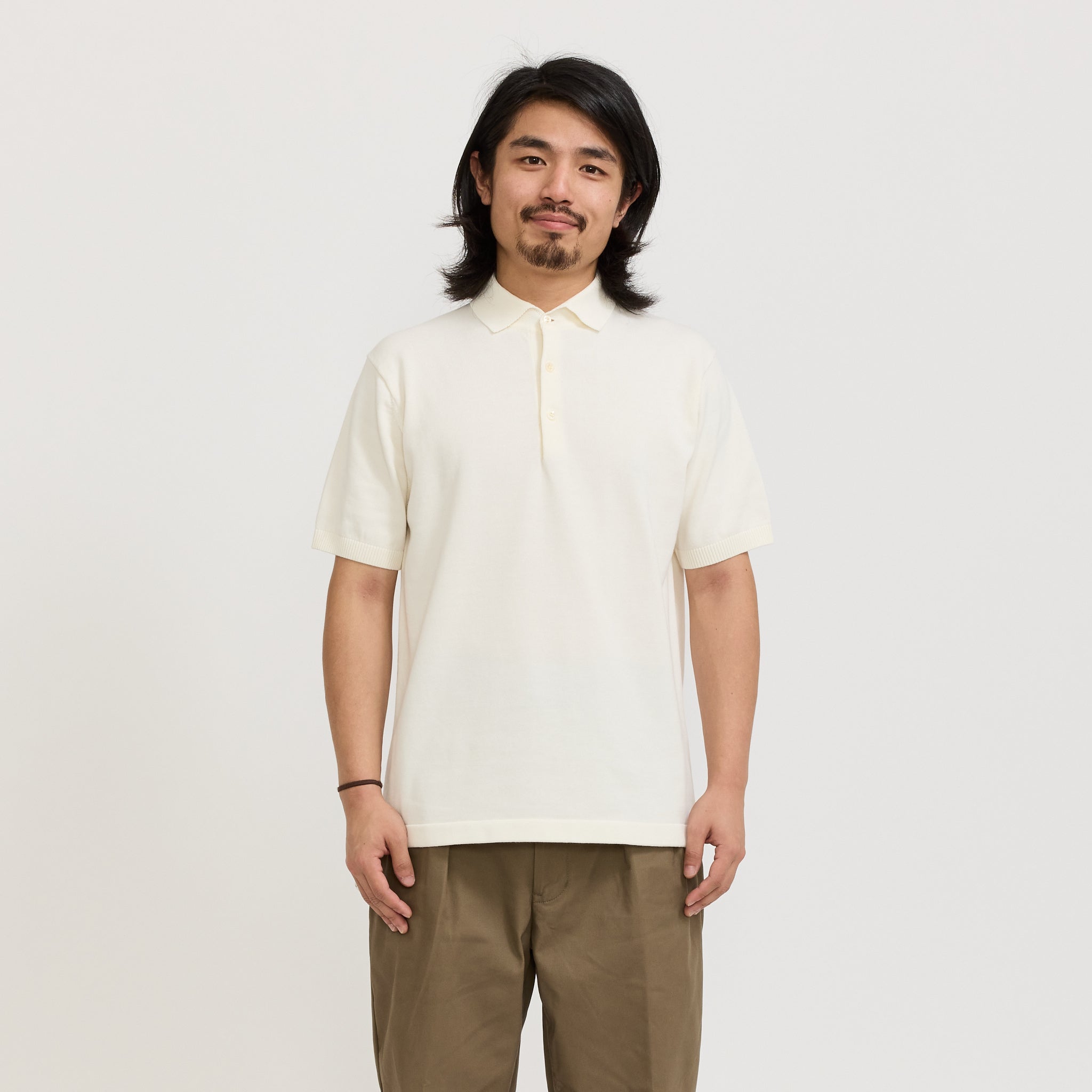 Beams Plus | Knit Polo 12G Off White | Maplestore
