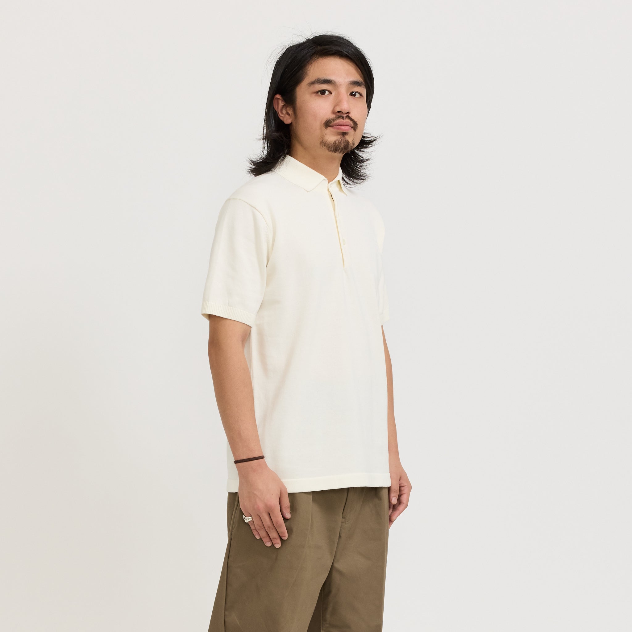 Beams Plus | Knit Polo 12G Off White | Maplestore