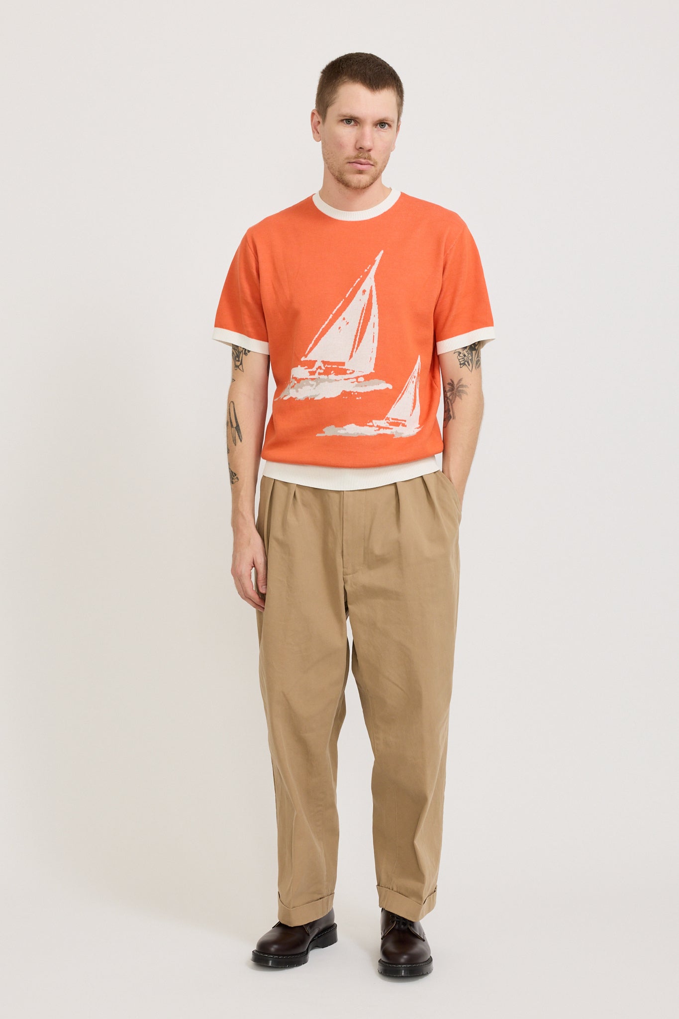 Knit Tee Box Jacquard BP Orange