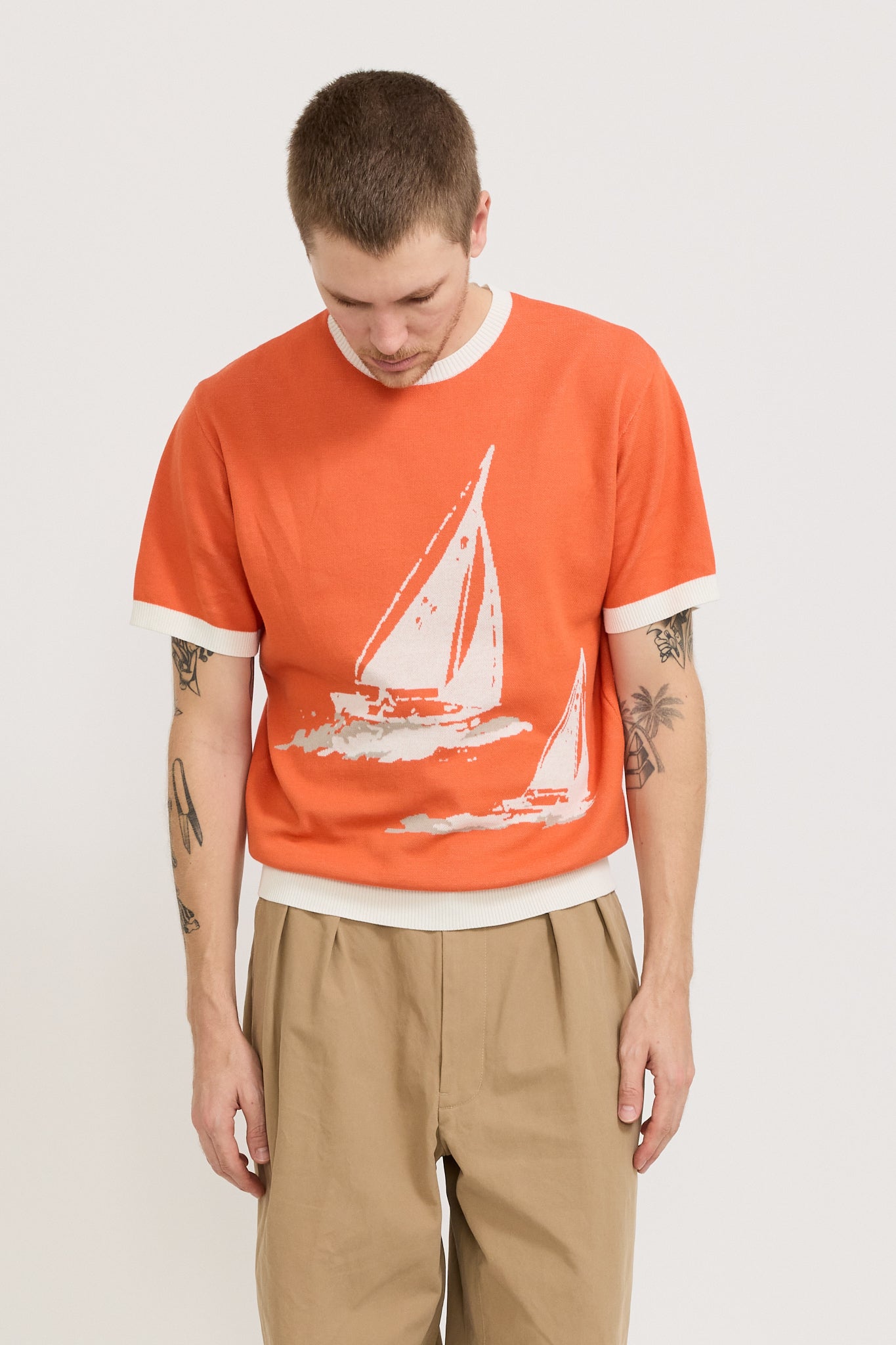 Knit Tee Box Jacquard BP Orange