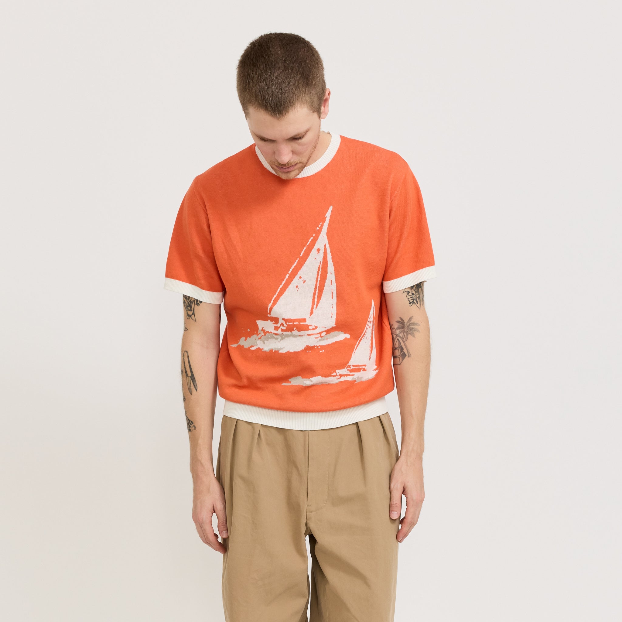 Knit Tee Box Jacquard BP Orange