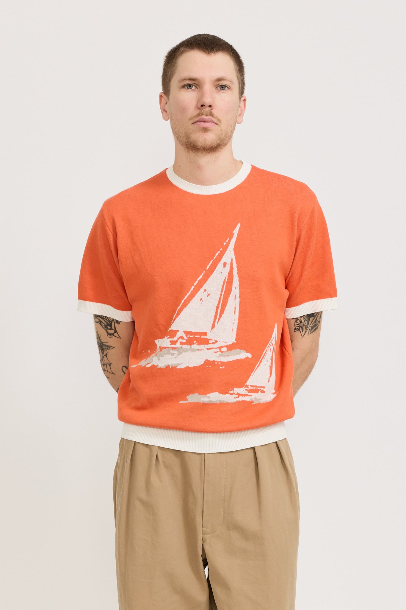 Knit Tee Box Jacquard BP Orange