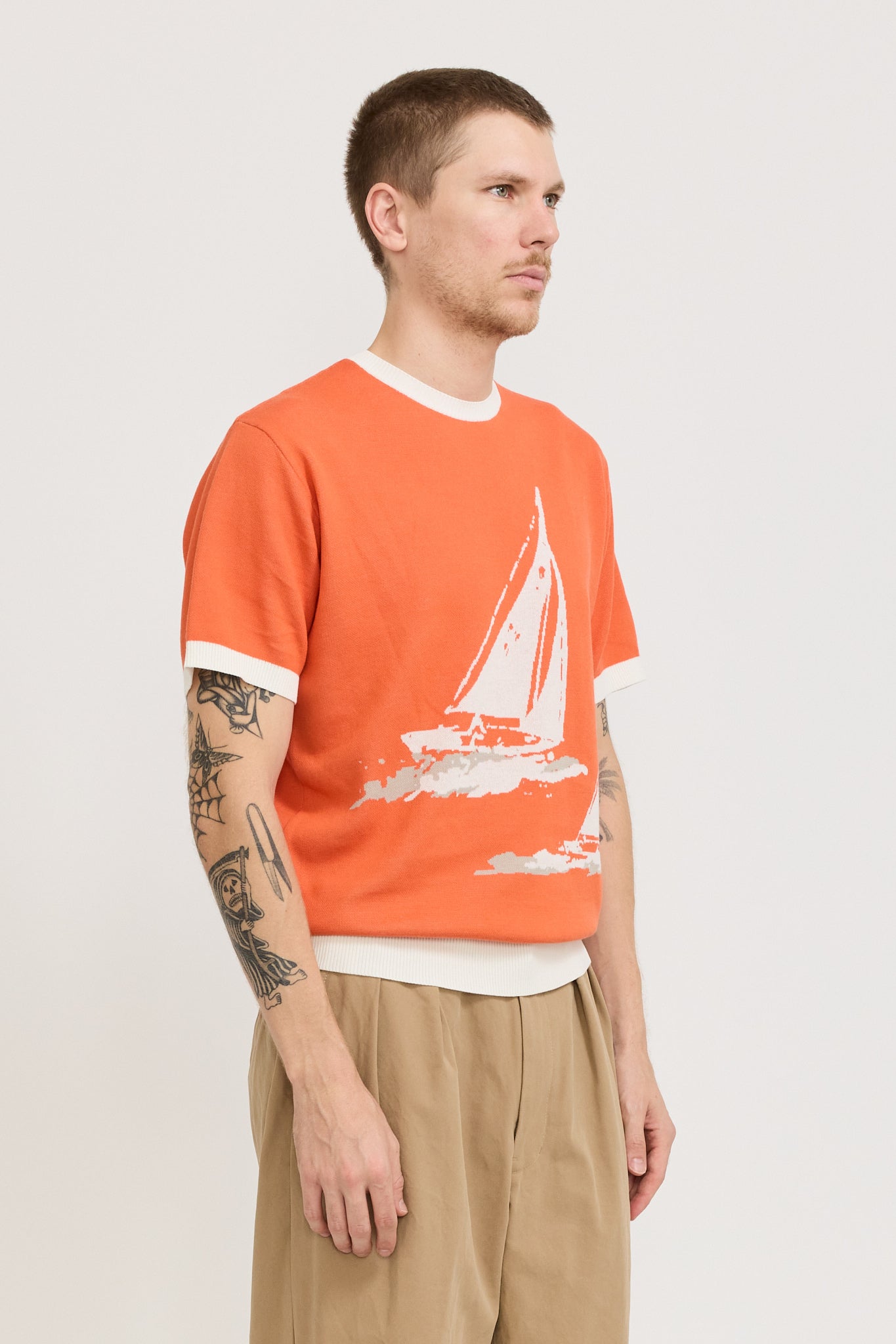 Knit Tee Box Jacquard BP Orange