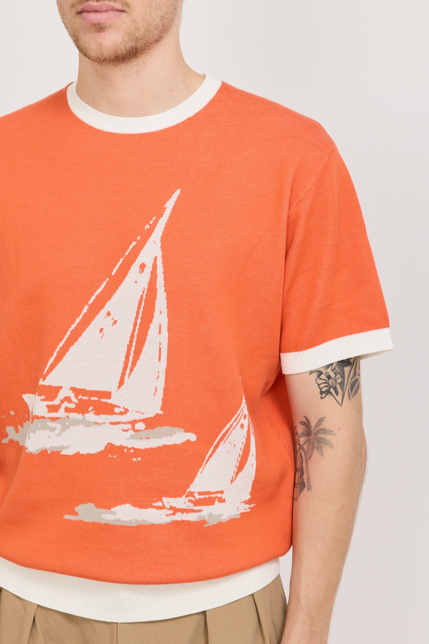 Knit Tee Box Jacquard BP Orange