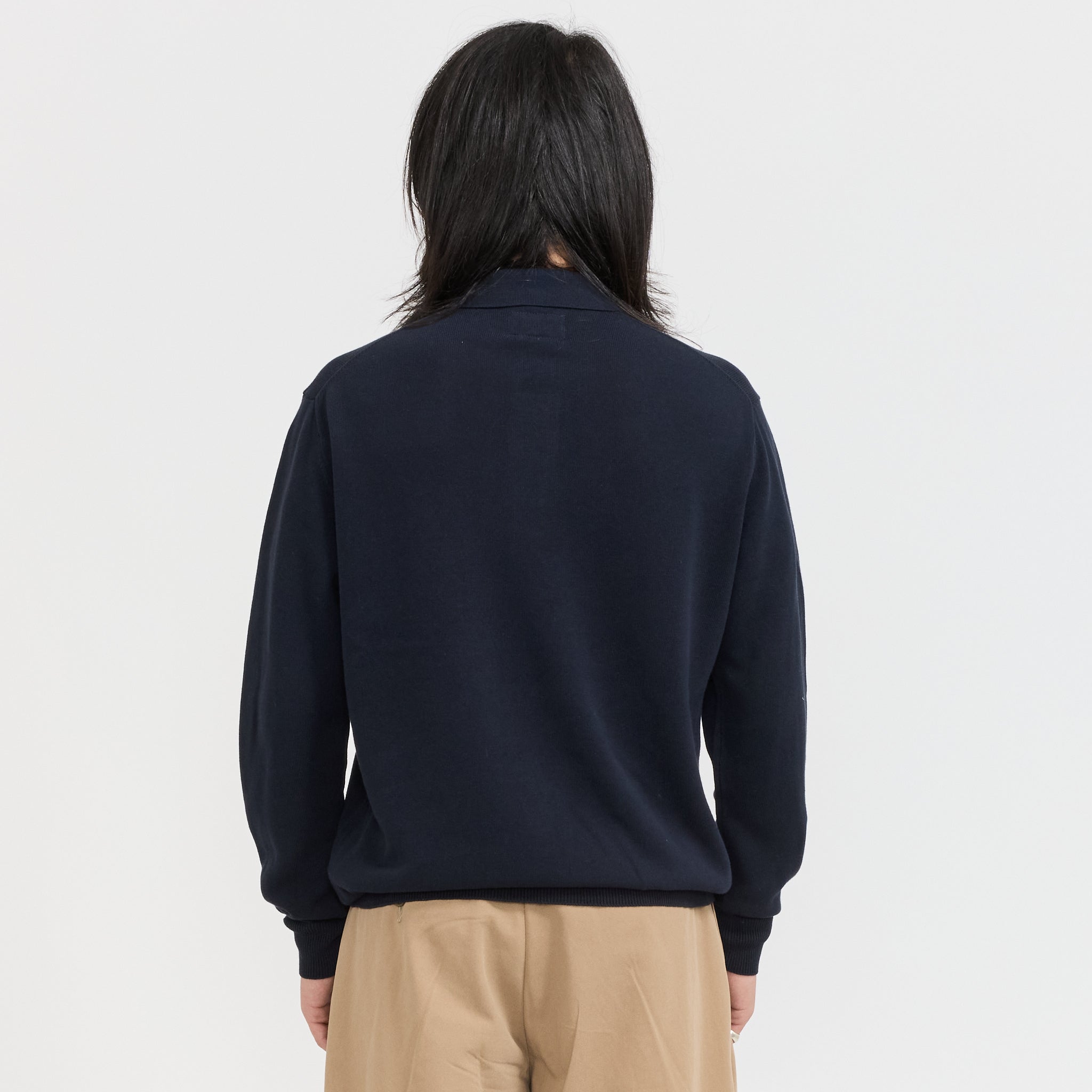 Beams Plus | Knit Polo 12G Long Sleeve Navy | Maplestore