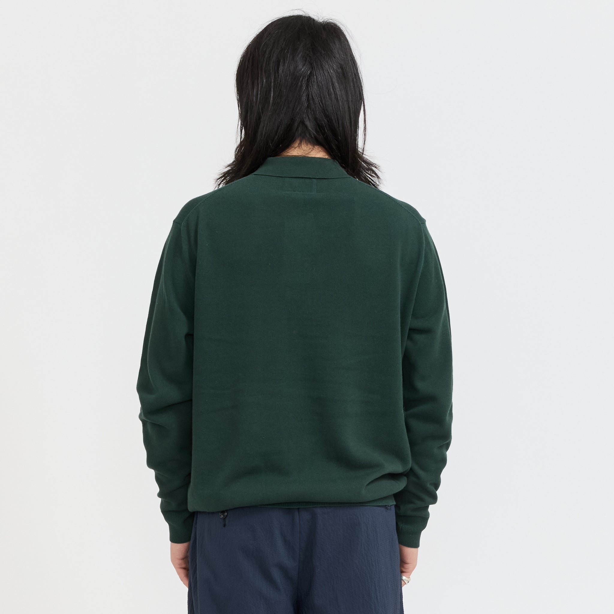Beams Plus | Knit Polo 12G Long Sleeve Green | Maplestore