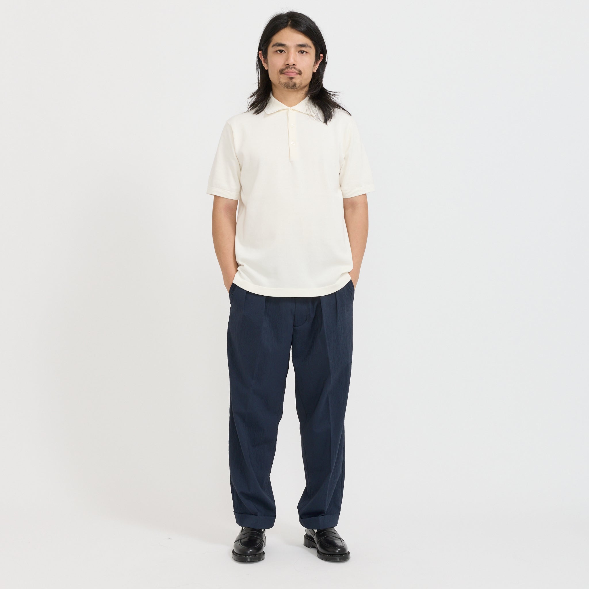 Beams Plus | Knit Polo 12G Off White | Maplestore