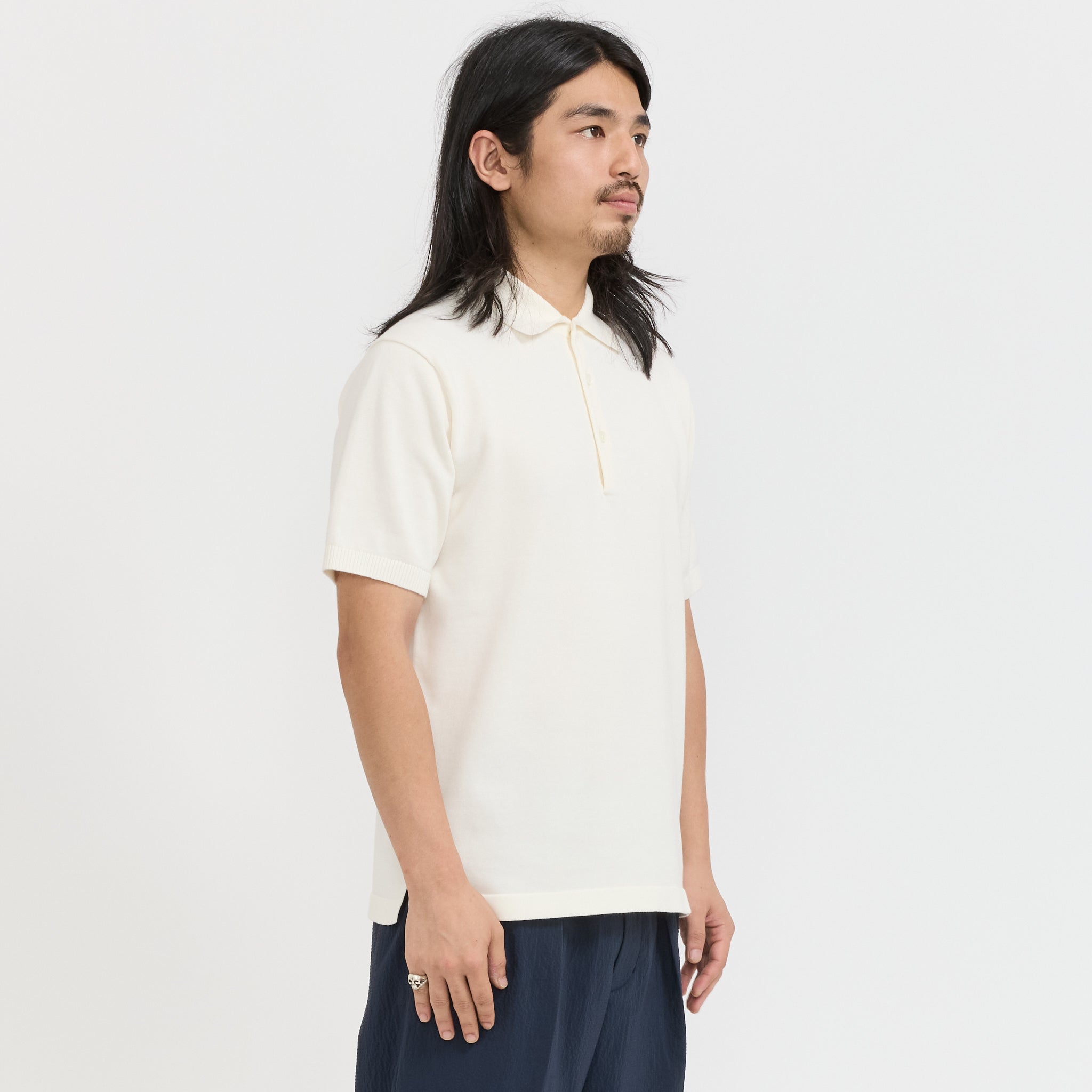 Beams Plus | Knit Polo 12G Off White | Maplestore