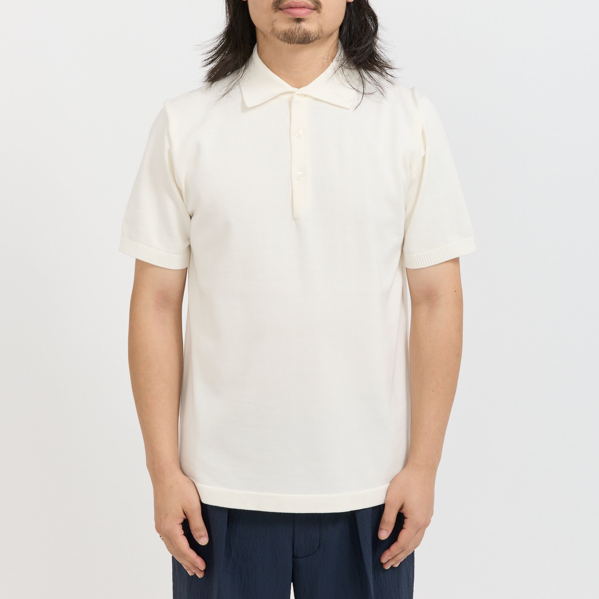 Beams Plus | Knit Polo 12G Off White | Maplestore