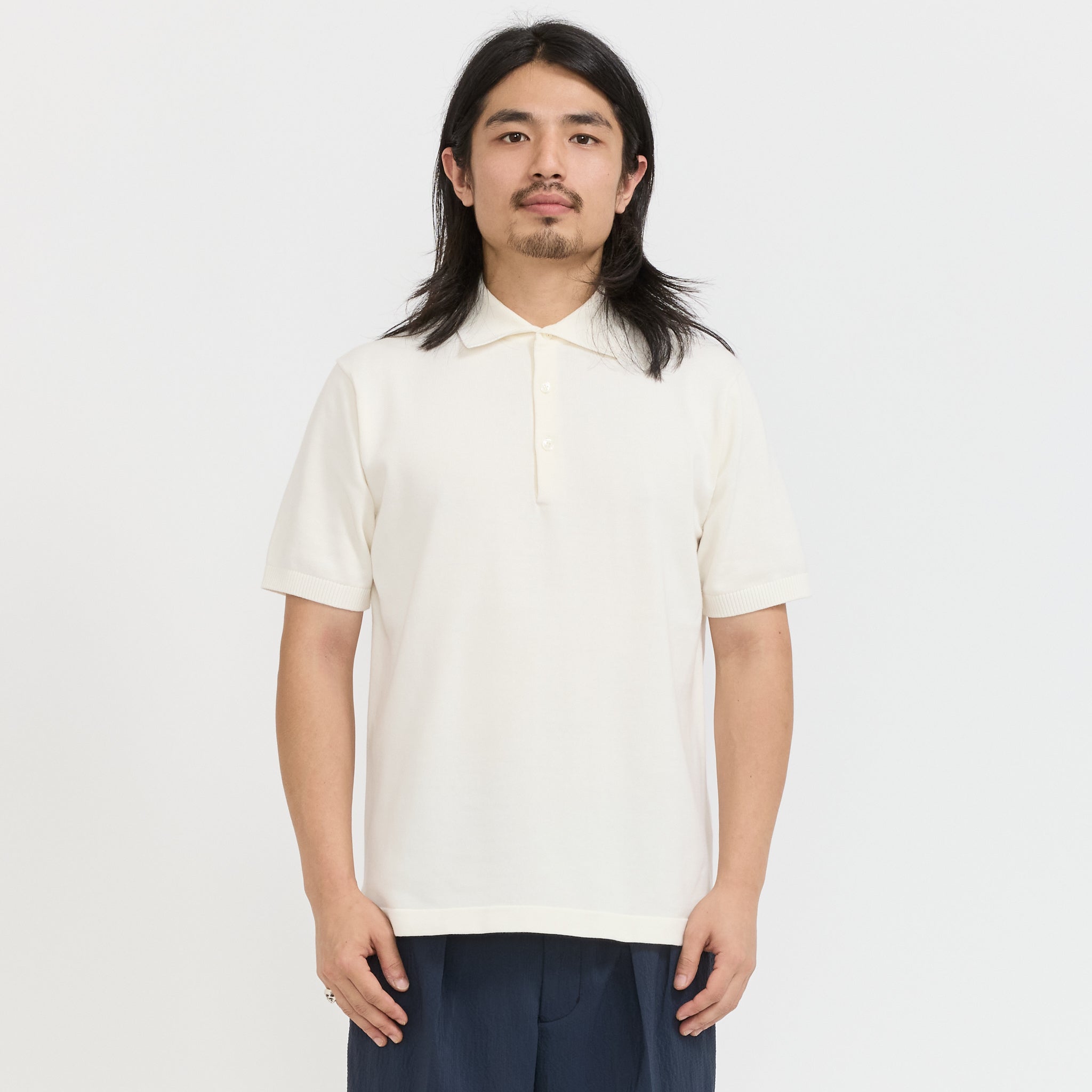 Beams Plus | Knit Polo 12G Off White | Maplestore