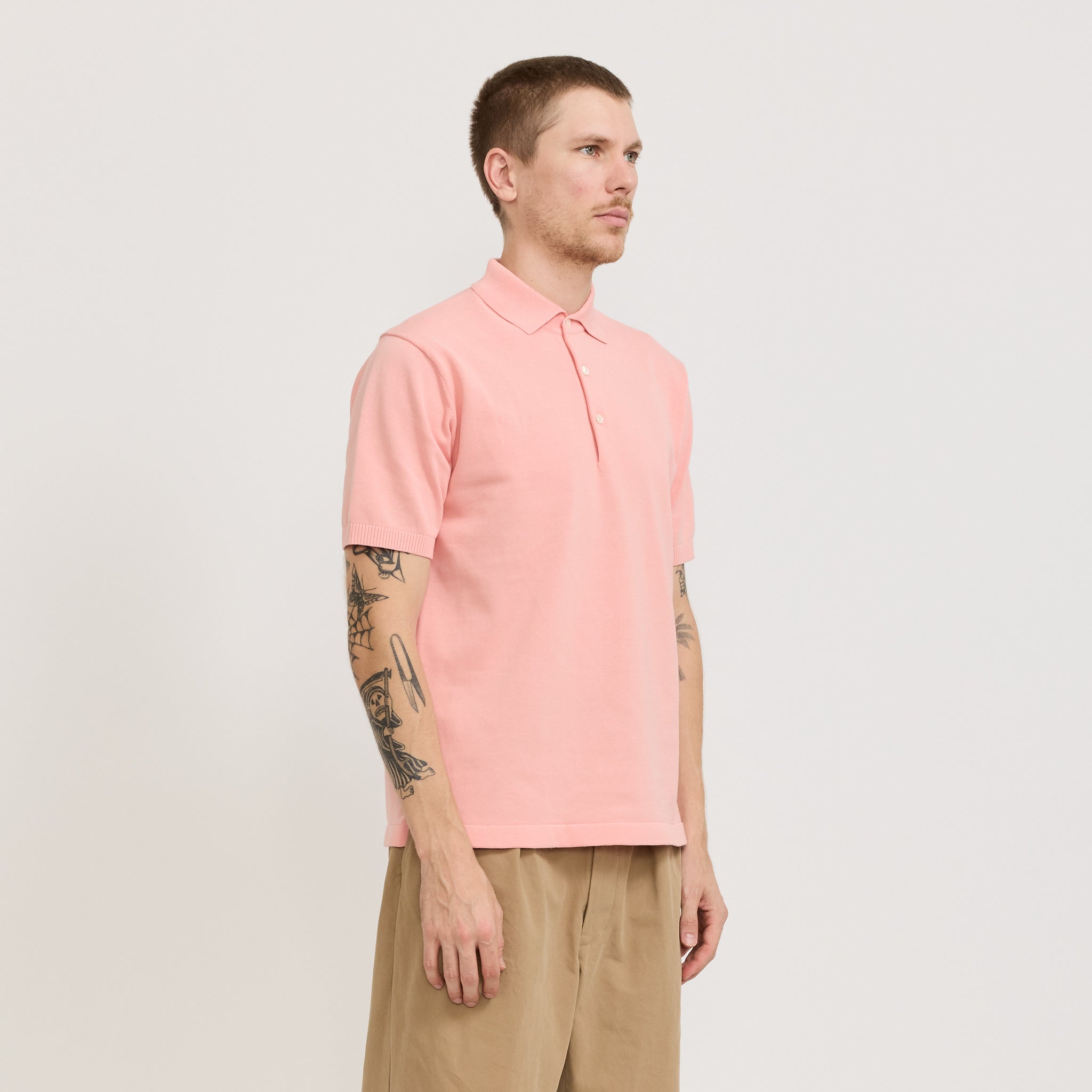 Beams Plus | Knit Polo 12G Pink | Maplestore