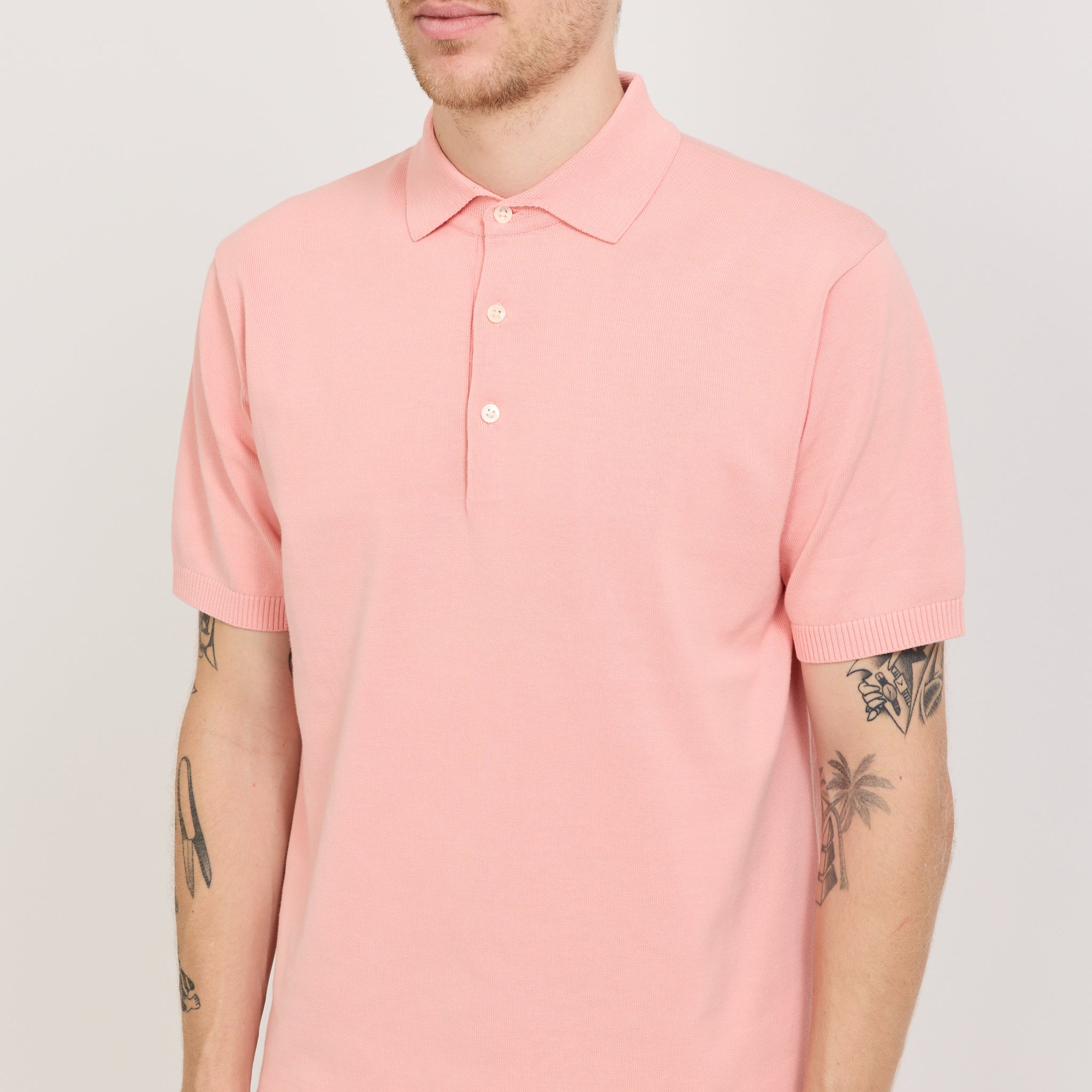 Beams Plus | Knit Polo 12G Pink | Maplestore