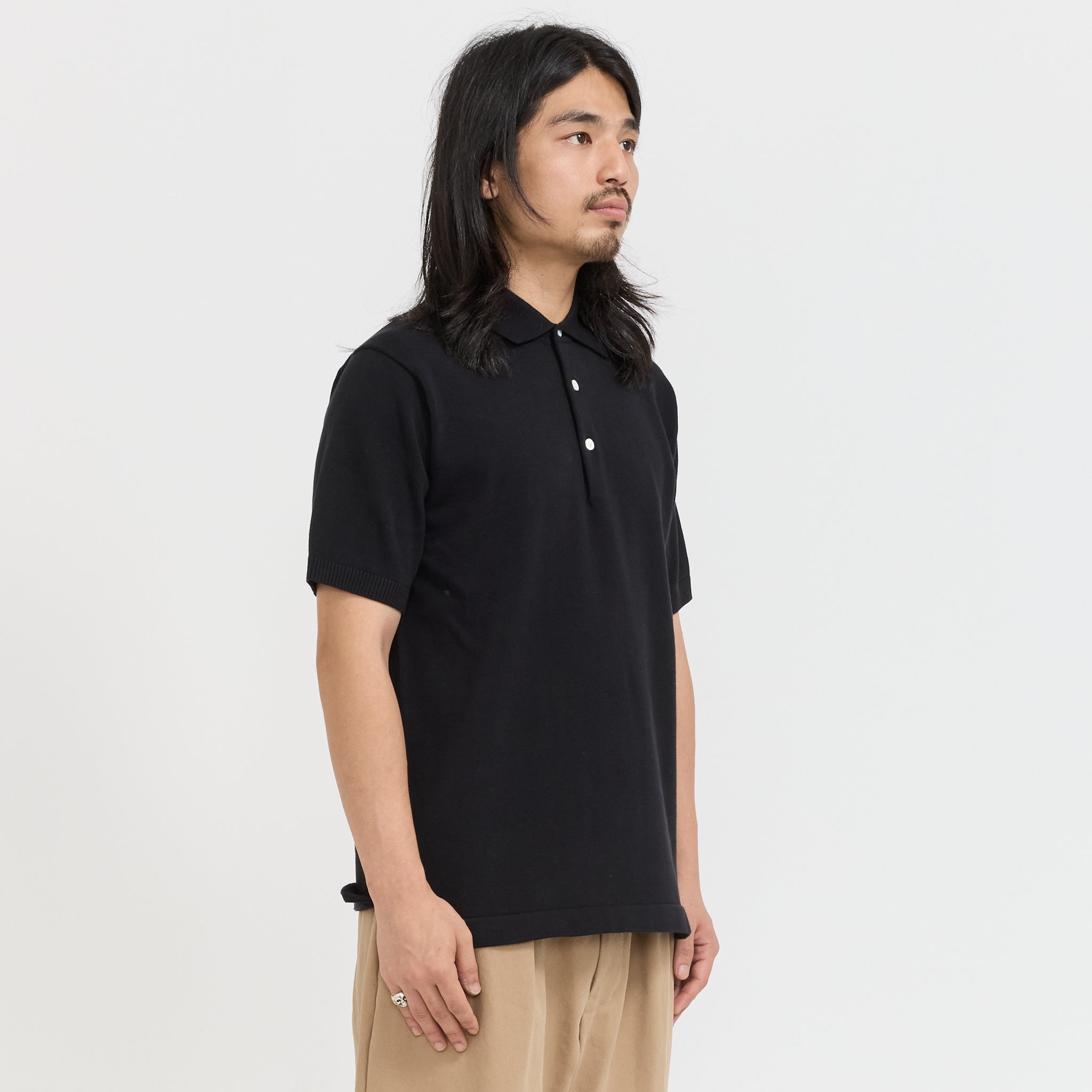 Beams Plus | Knit Polo 12G Black | Maplestore