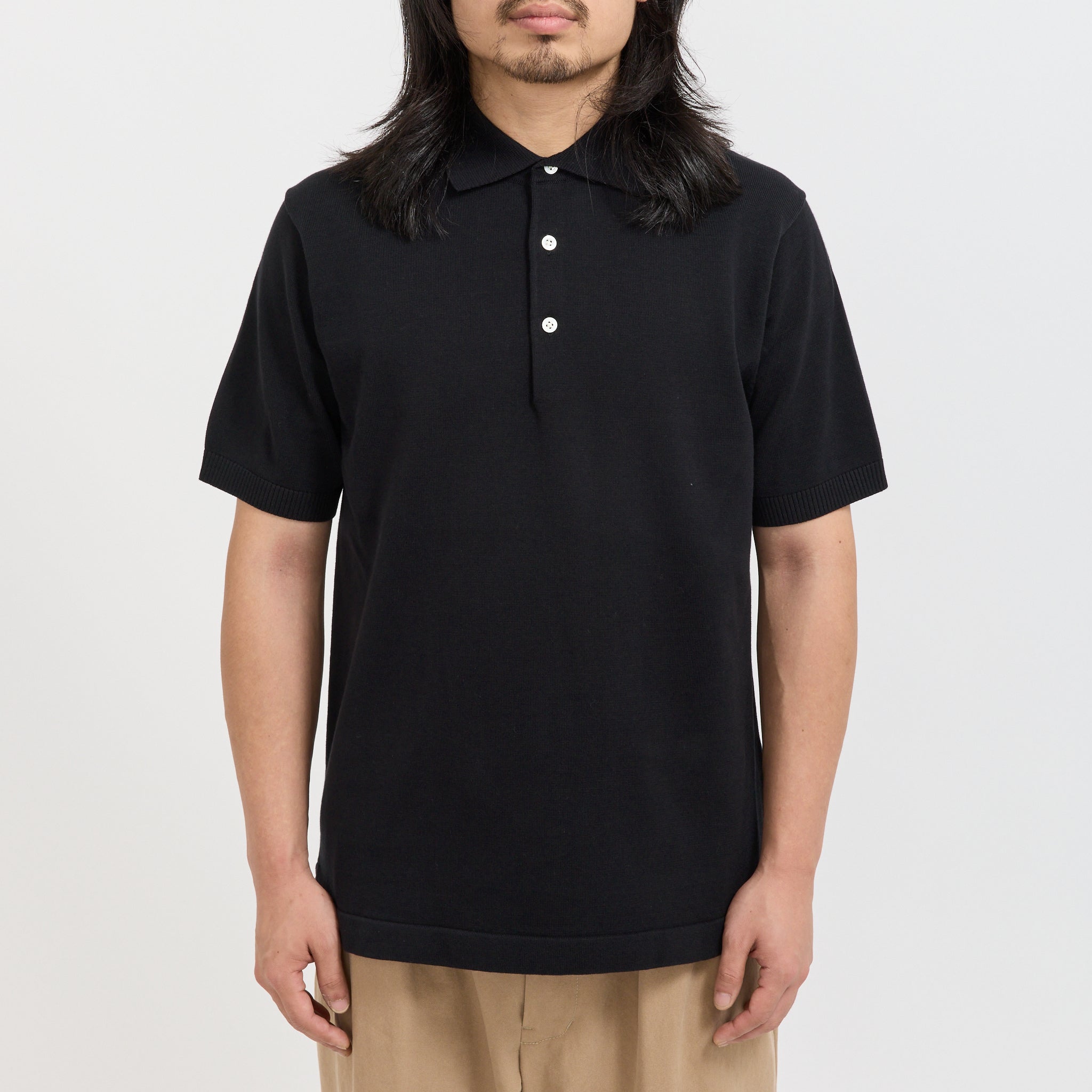 Beams Plus | Knit Polo 12G Black | Maplestore