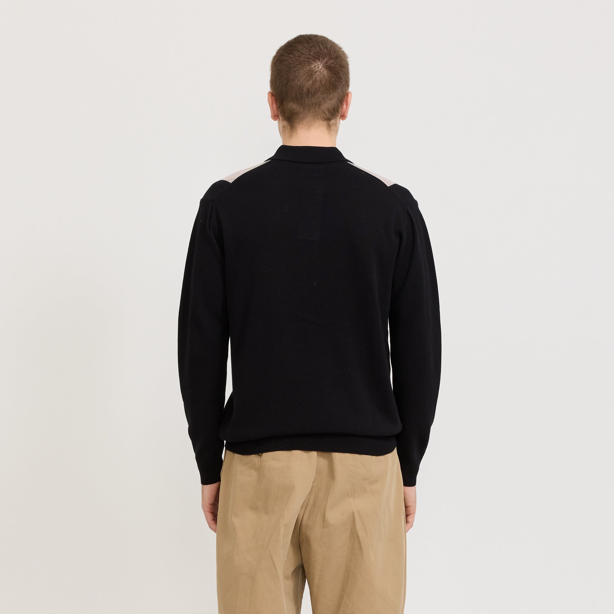 Beams Plus | Knit Polo Stripe Argyle Black | Maplestore