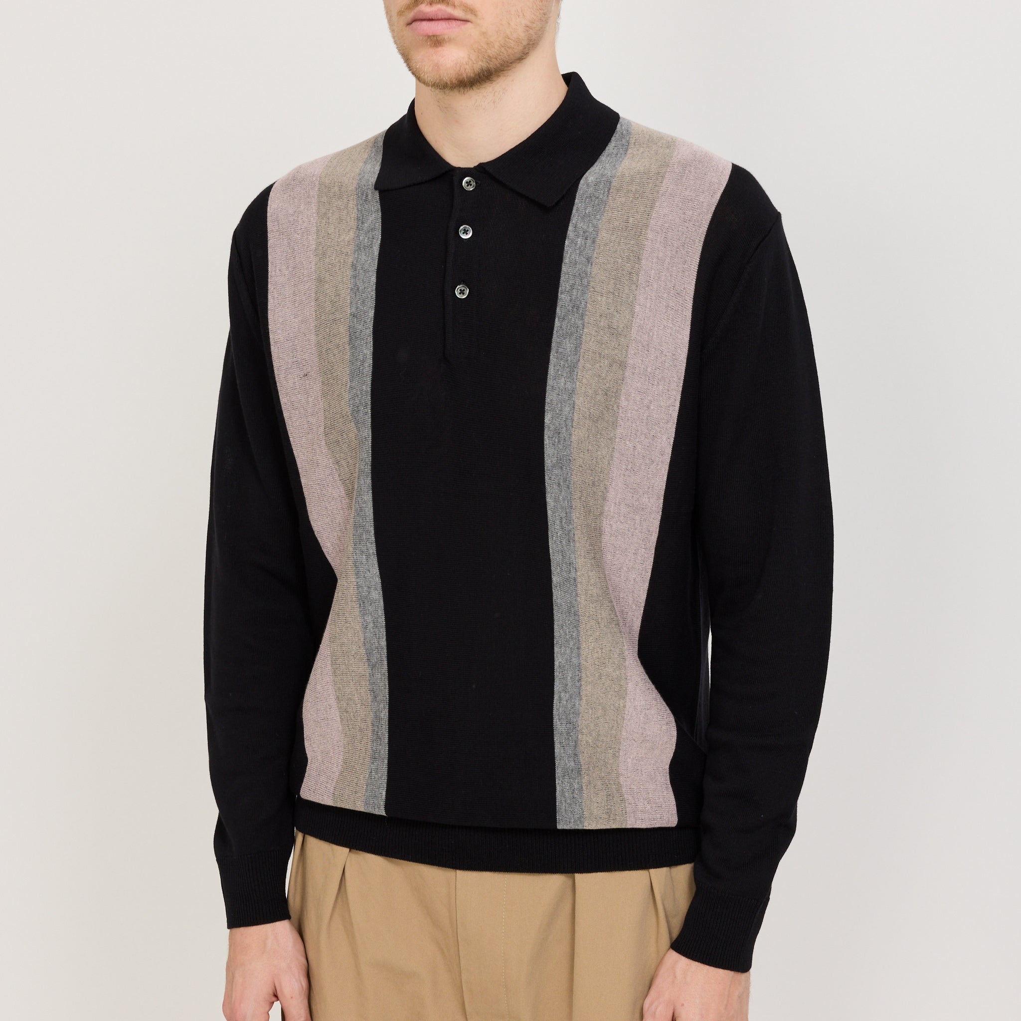 Beams Plus | Knit Polo Stripe Argyle Black | Maplestore
