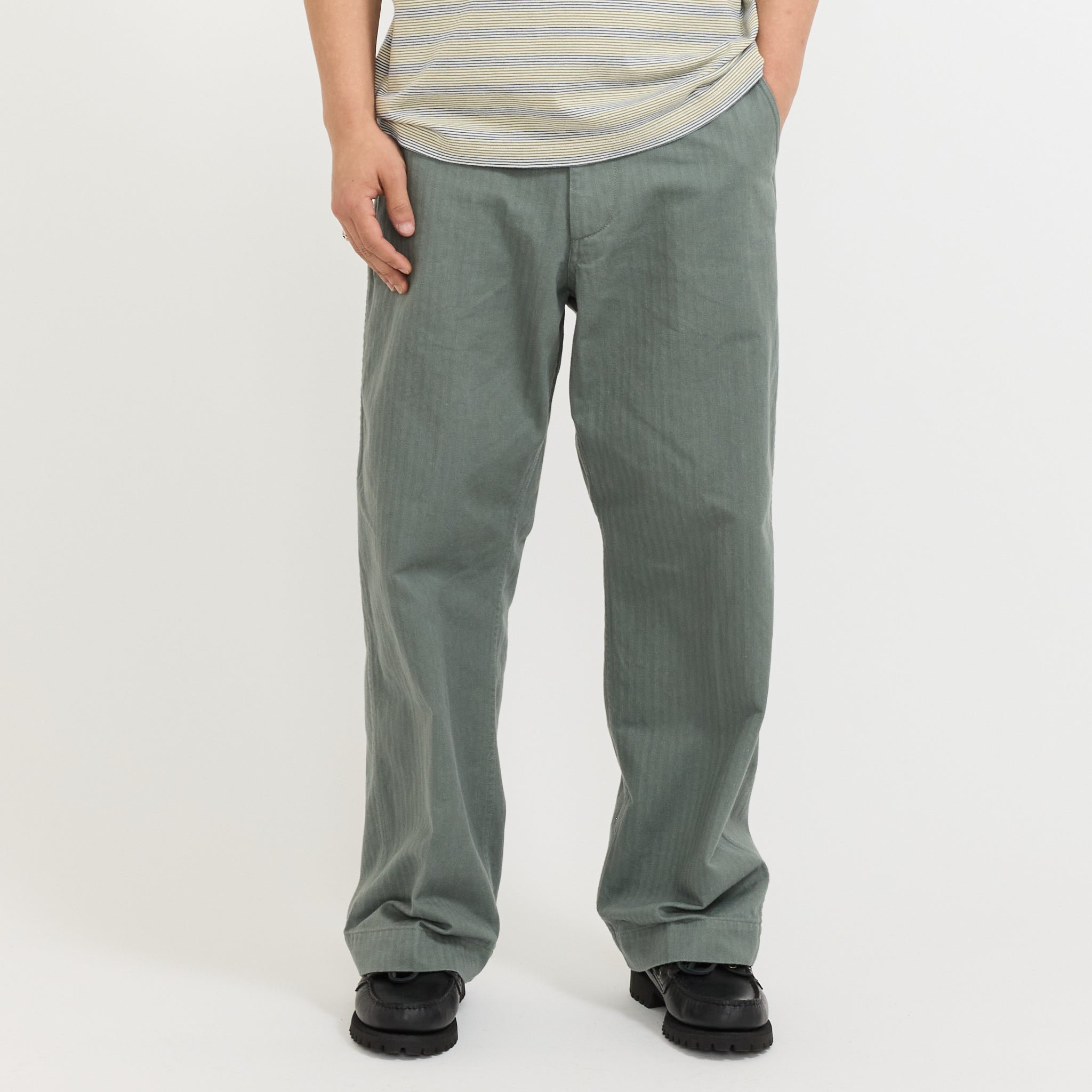 Beams Plus MIL Trousers Herringbone Sage | Maplestore