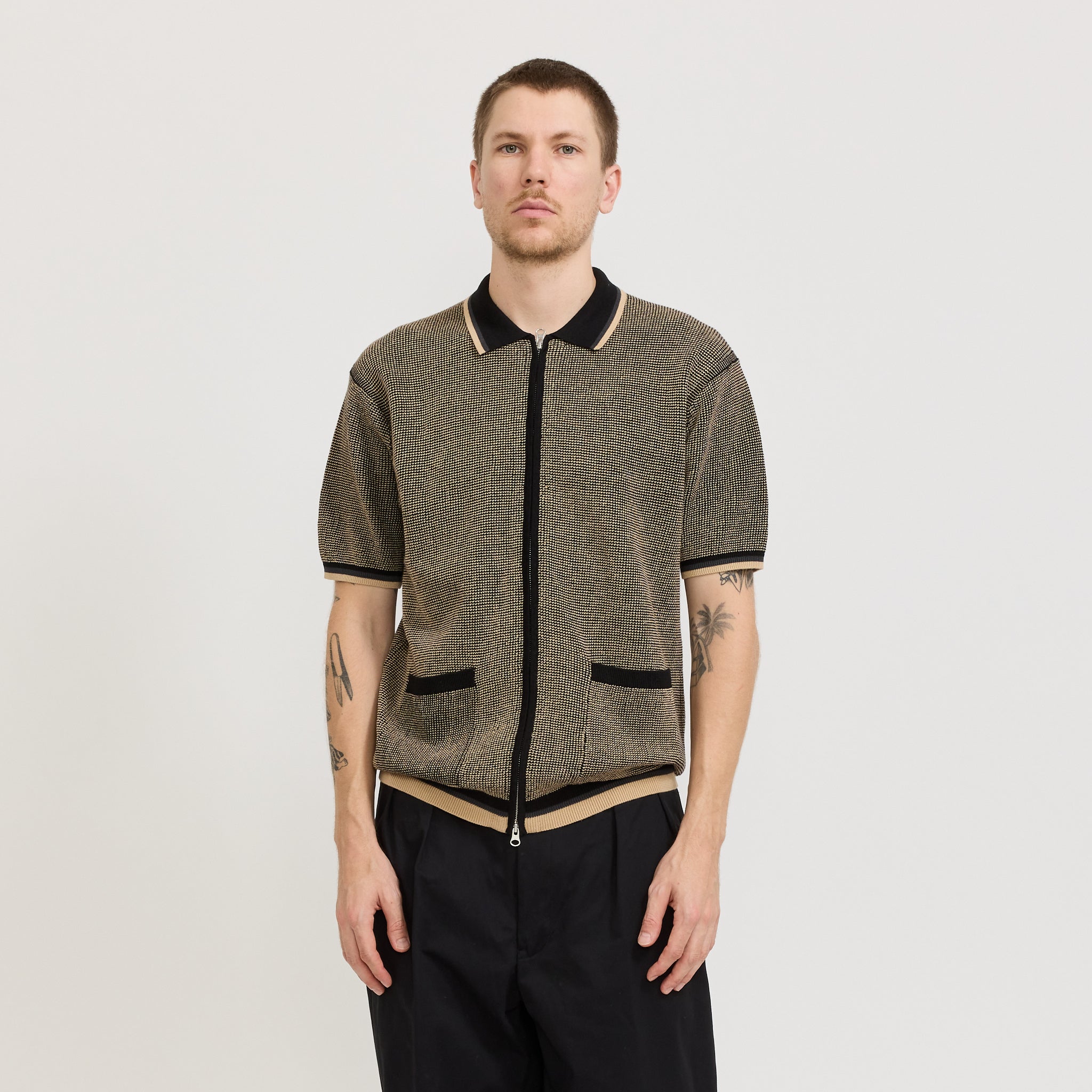 Zip Knit Polo Black