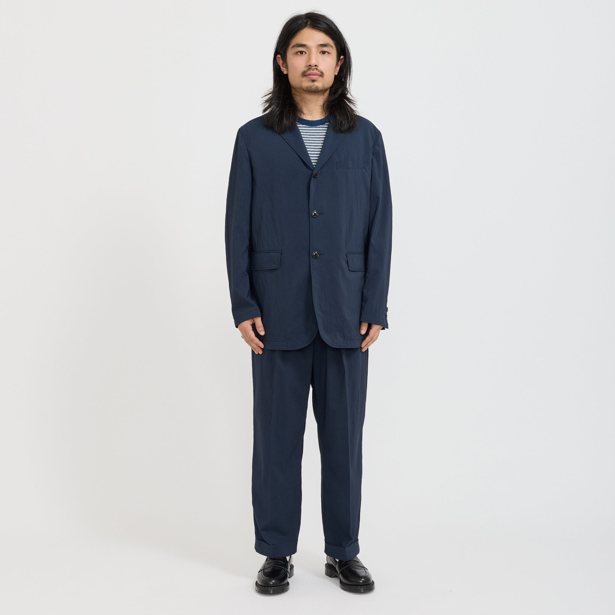 Beams Plus | 3B Anywhere Jacket Seersucker Navy | Maplestore