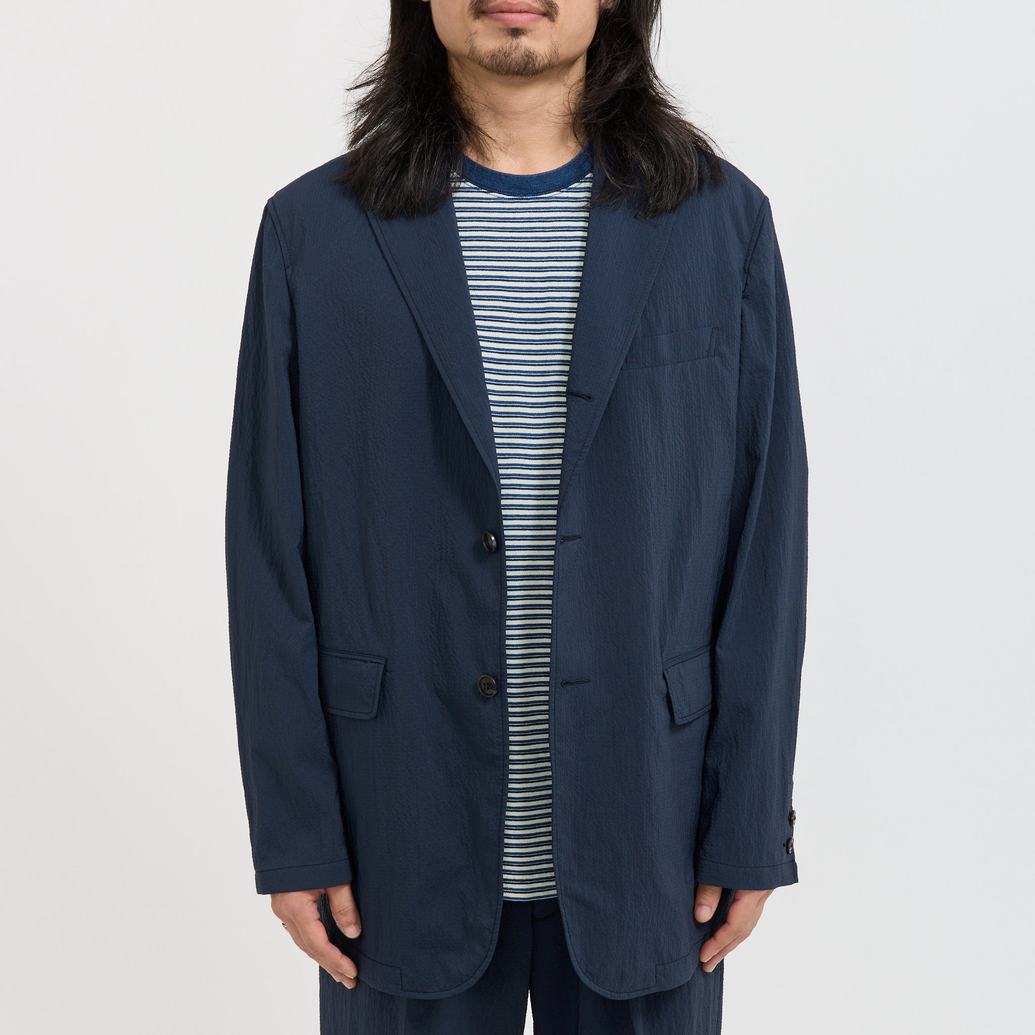 Beams Plus 3B Anywhere Jacket Seersucker Navy | Maplestore