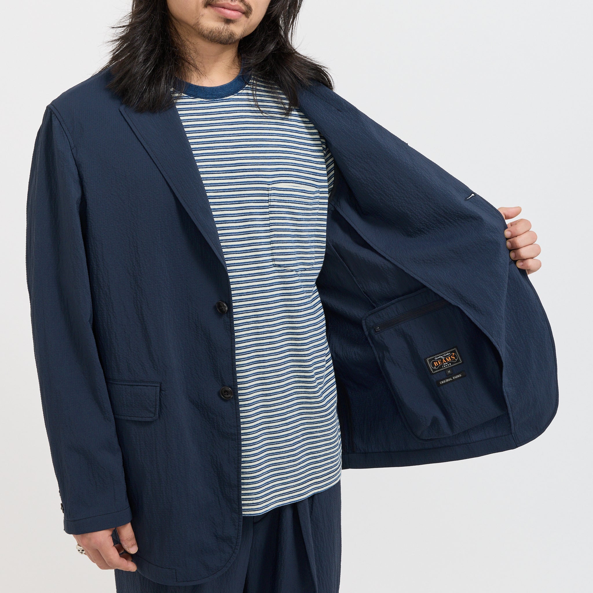 Beams Plus | 3B Anywhere Jacket Seersucker Navy | Maplestore
