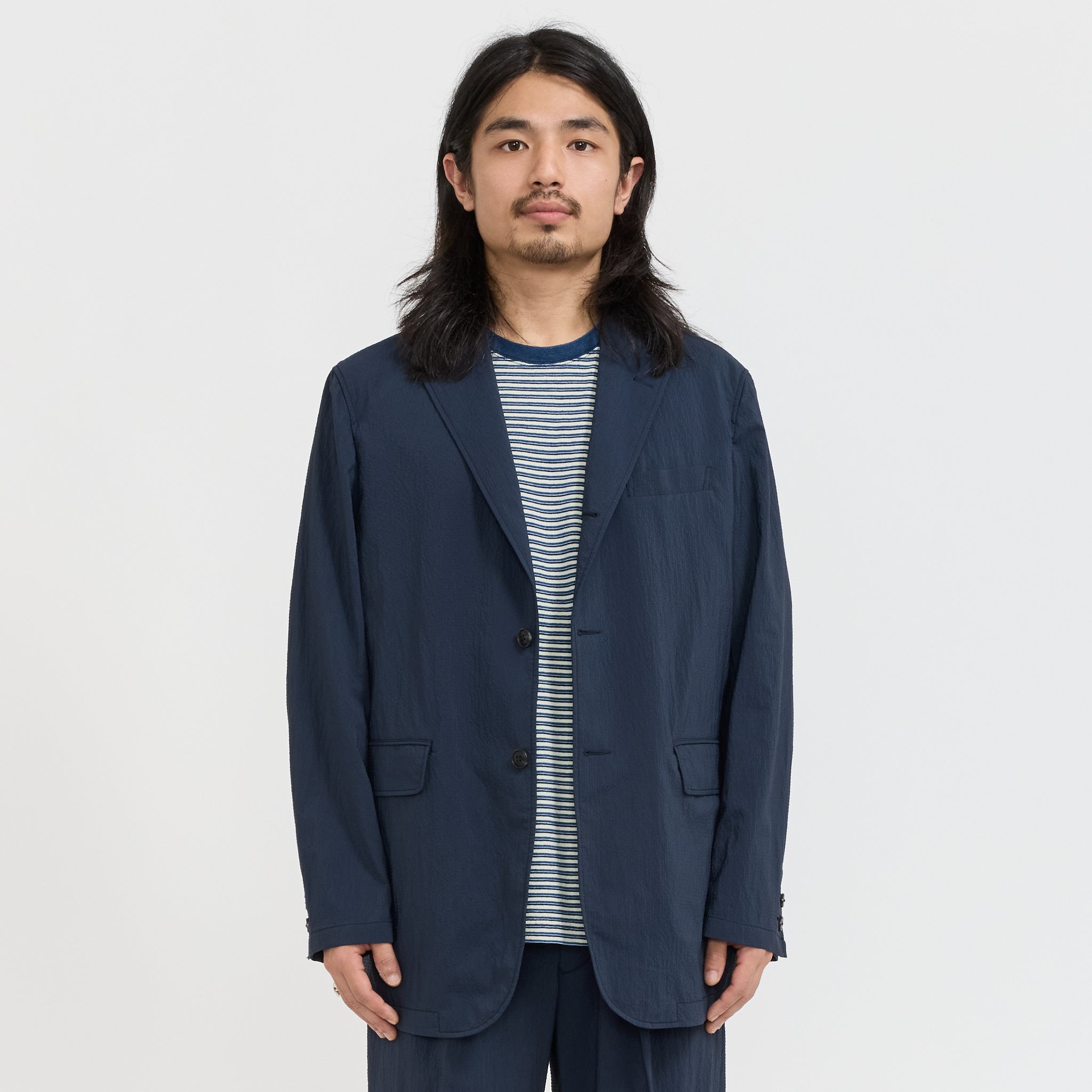 Beams Plus | 3B Anywhere Jacket Seersucker Navy | Maplestore
