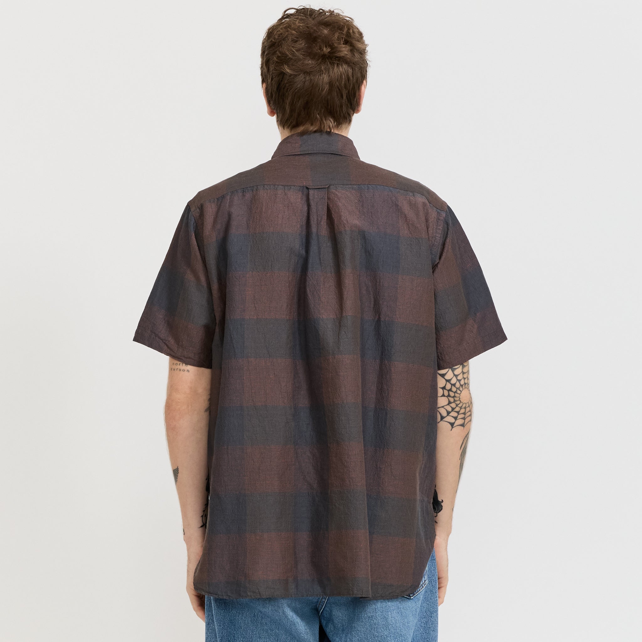B.D. Classic Fit Cotton Linen Cord Check Navy/Pink