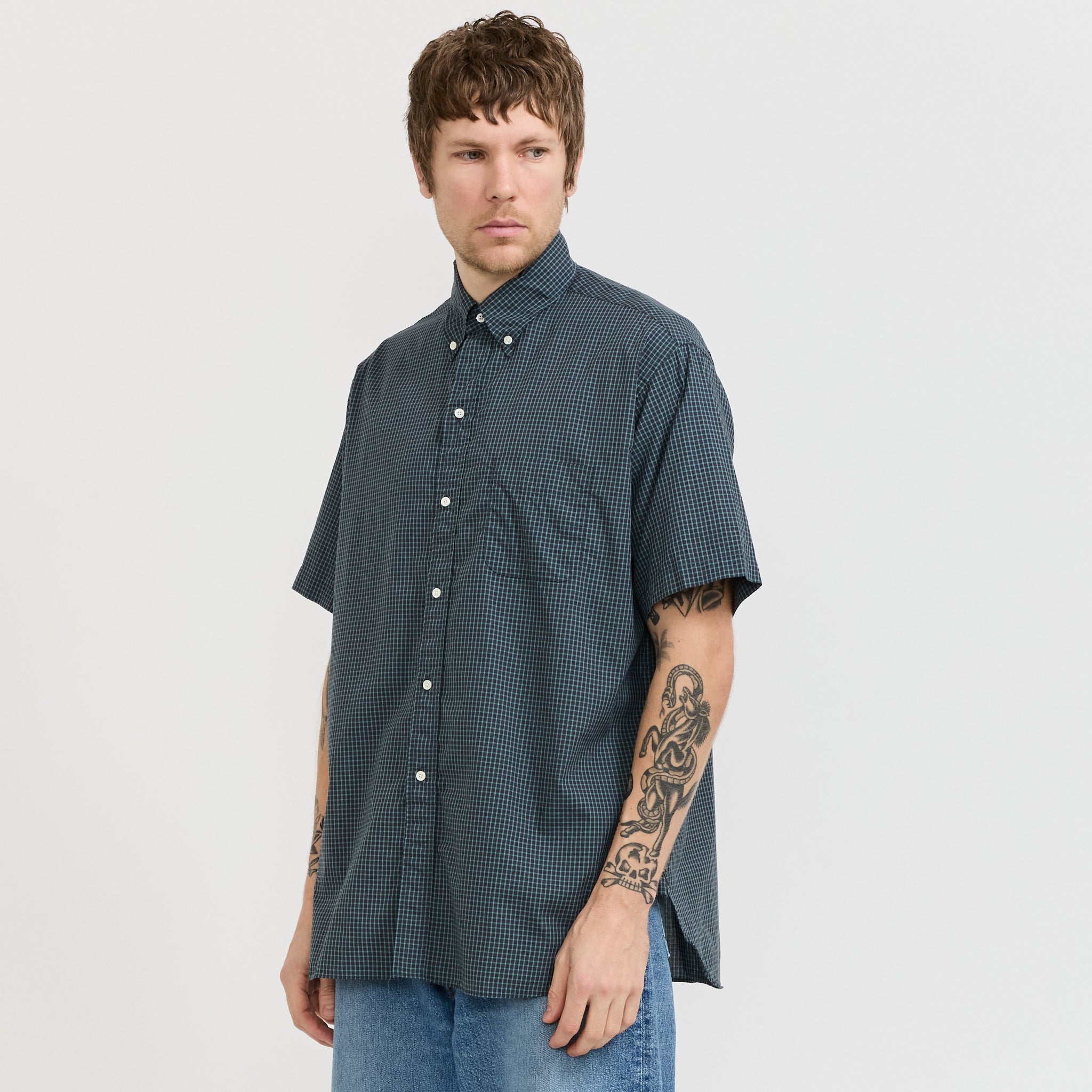 B.D. Classic Fit Mini Plaid Blue