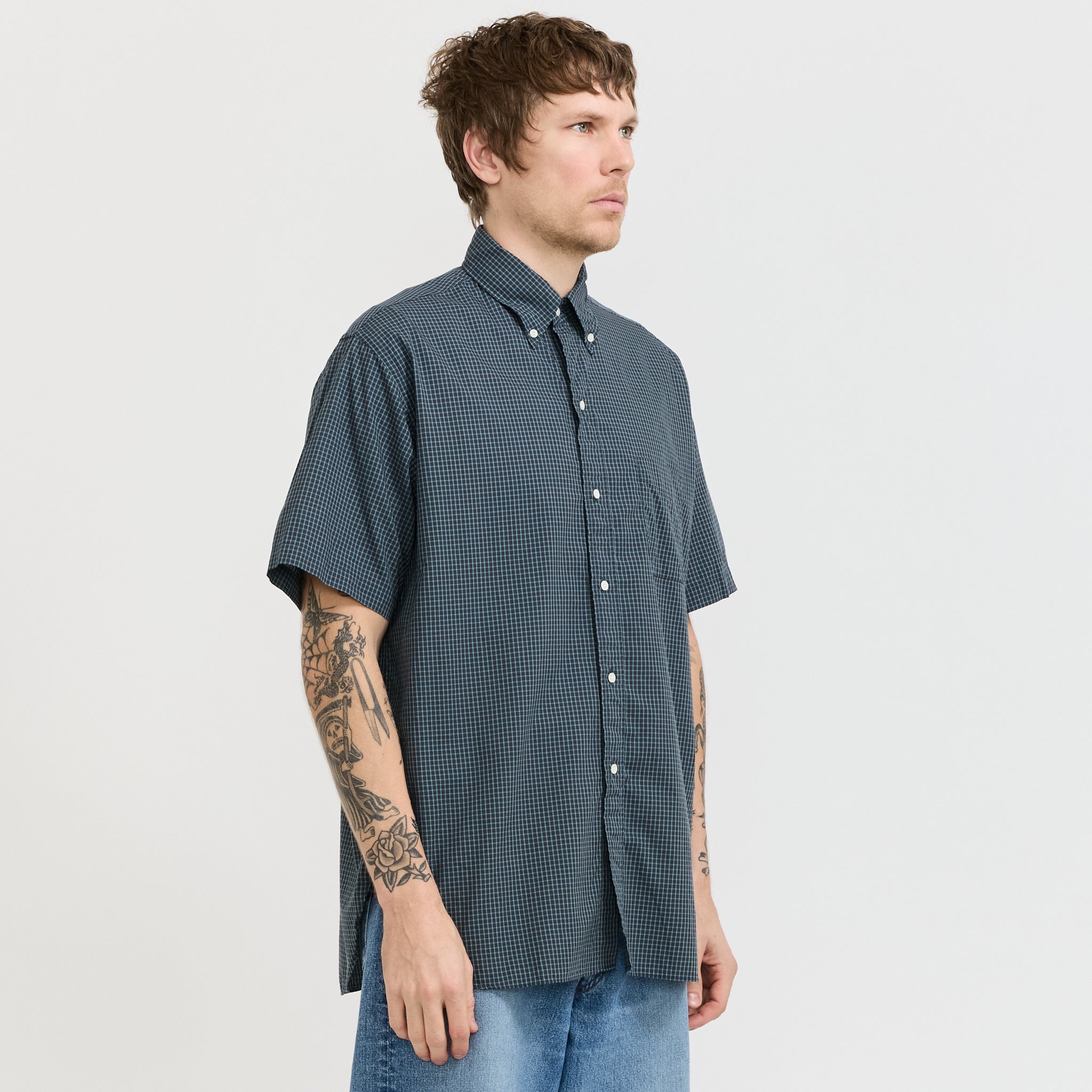 B.D. Classic Fit Mini Plaid Blue