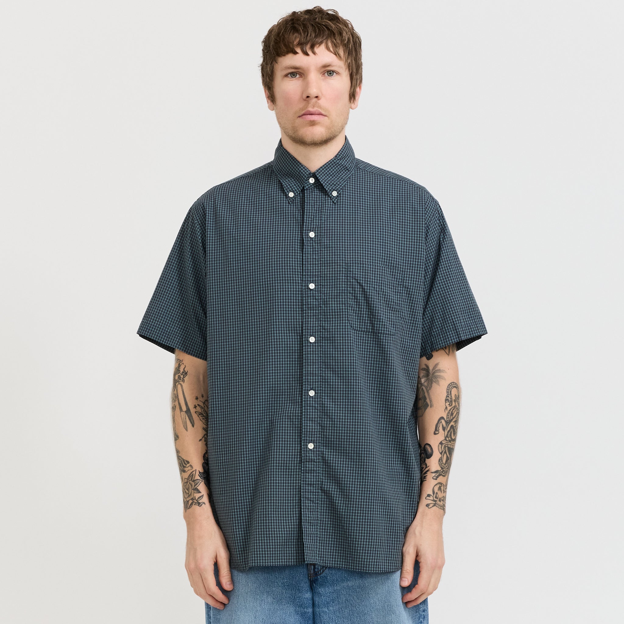 B.D. Classic Fit Mini Plaid Blue