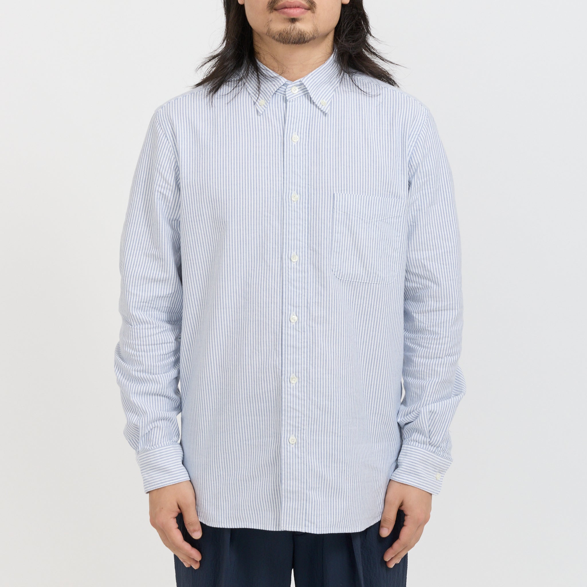 Beams Plus | B.D. Oxford Candy Stripe Blue | Maplestore
