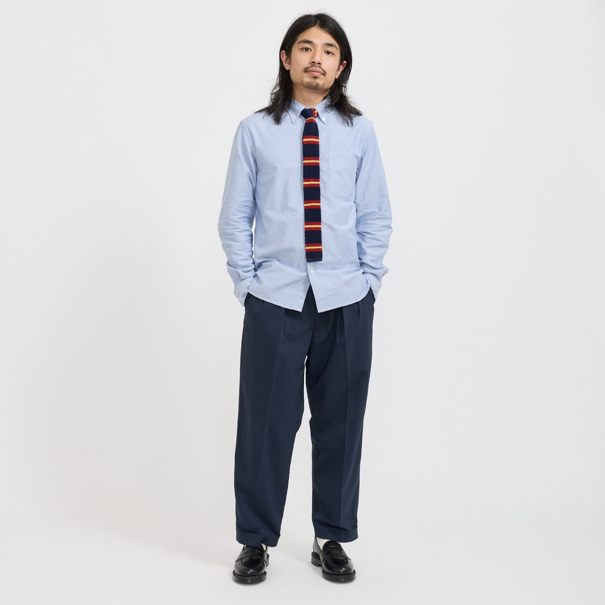 Beams Plus | Silk Knit Tie Stripe Navy | Maplestore