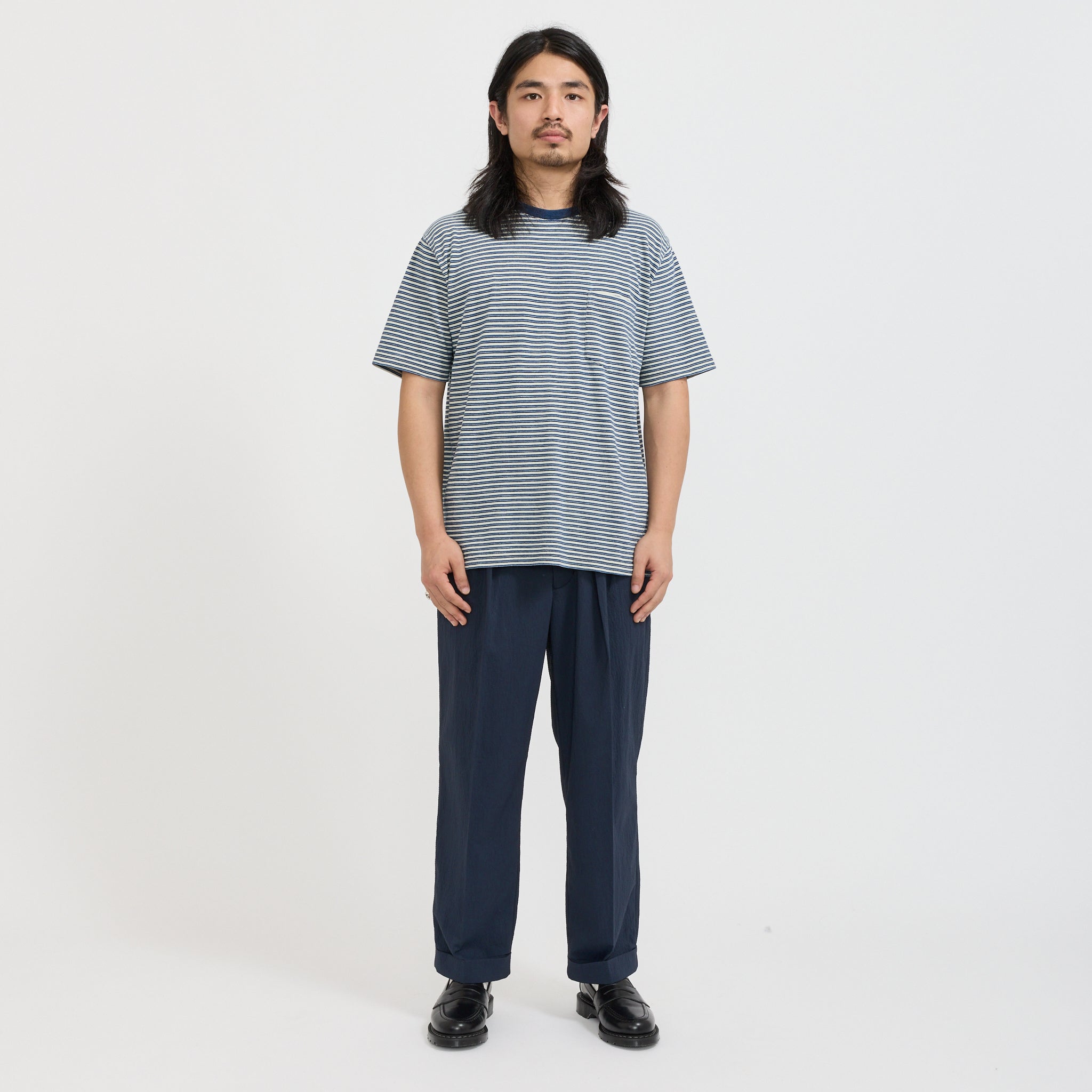 Beams Plus | Pocket Tee Indigo Stripe Off White | Maplestore