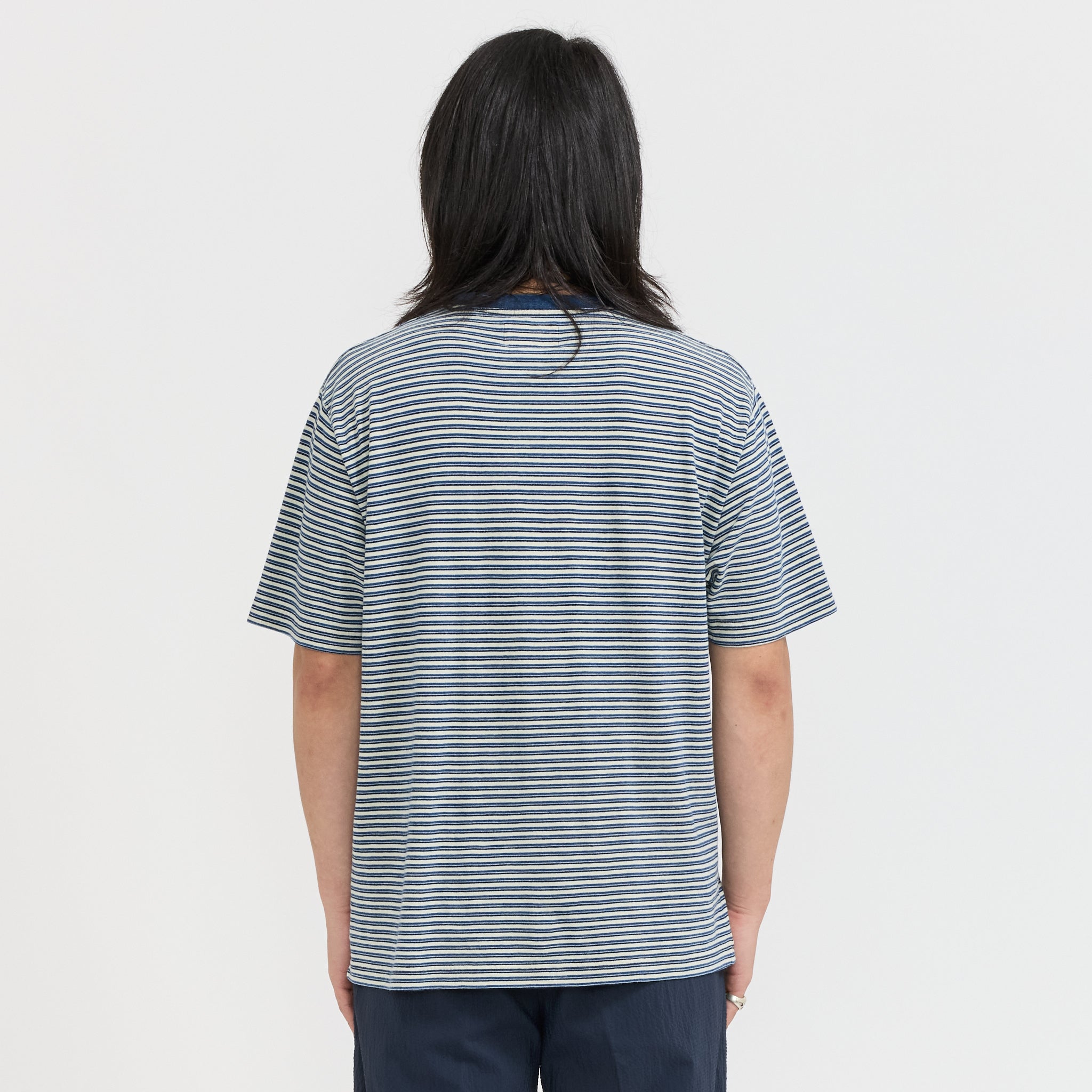 Beams Plus | Pocket Tee Indigo Stripe Off White | Maplestore