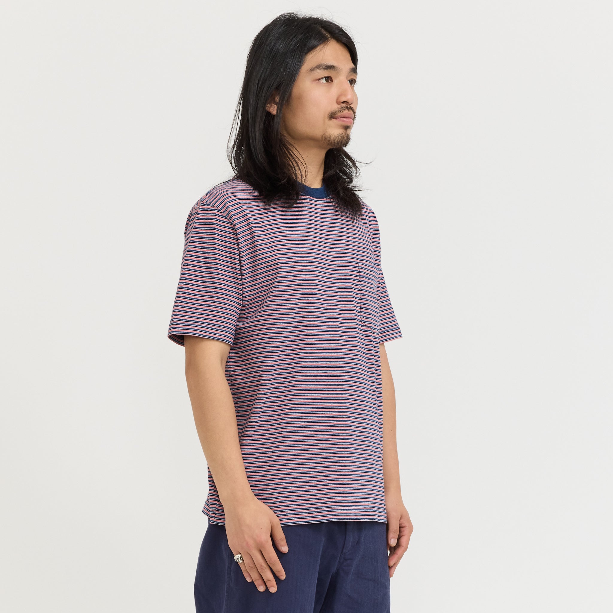 Pocket Tee Indigo Stripe Red